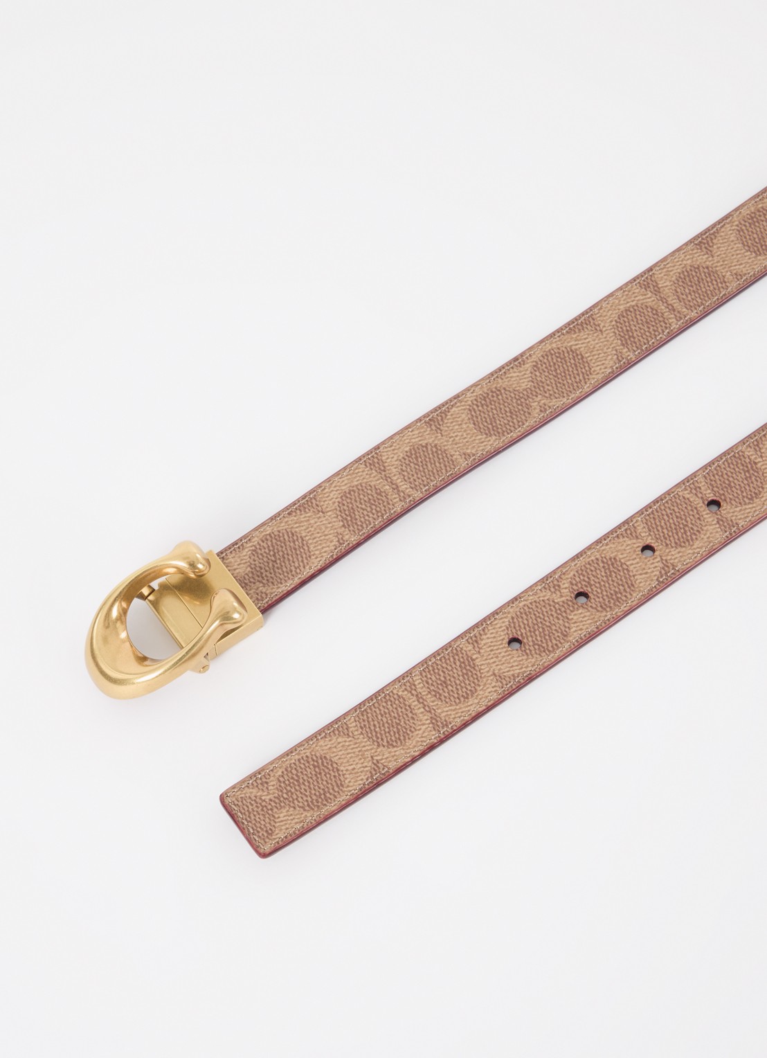 Coach Reversible riem van kalfsleer met logoprint - detail 2 lichtbruin