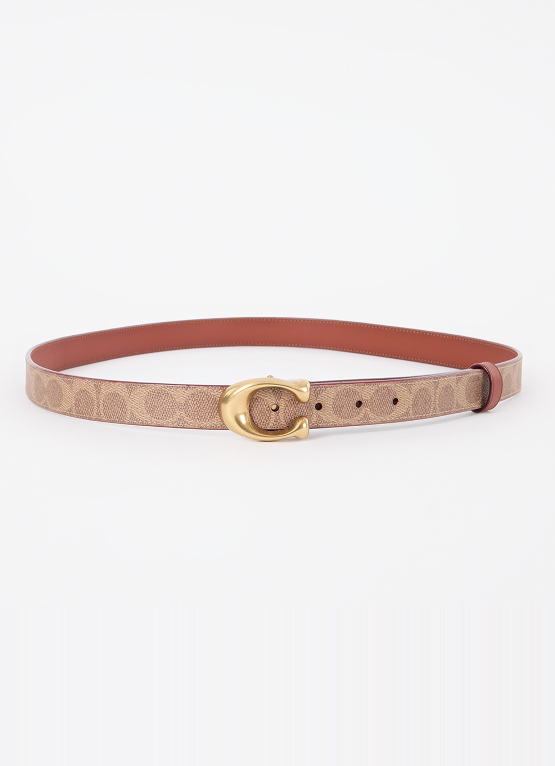 Coach Reversible riem van kalfsleer met logoprint - voorkant lichtbruin