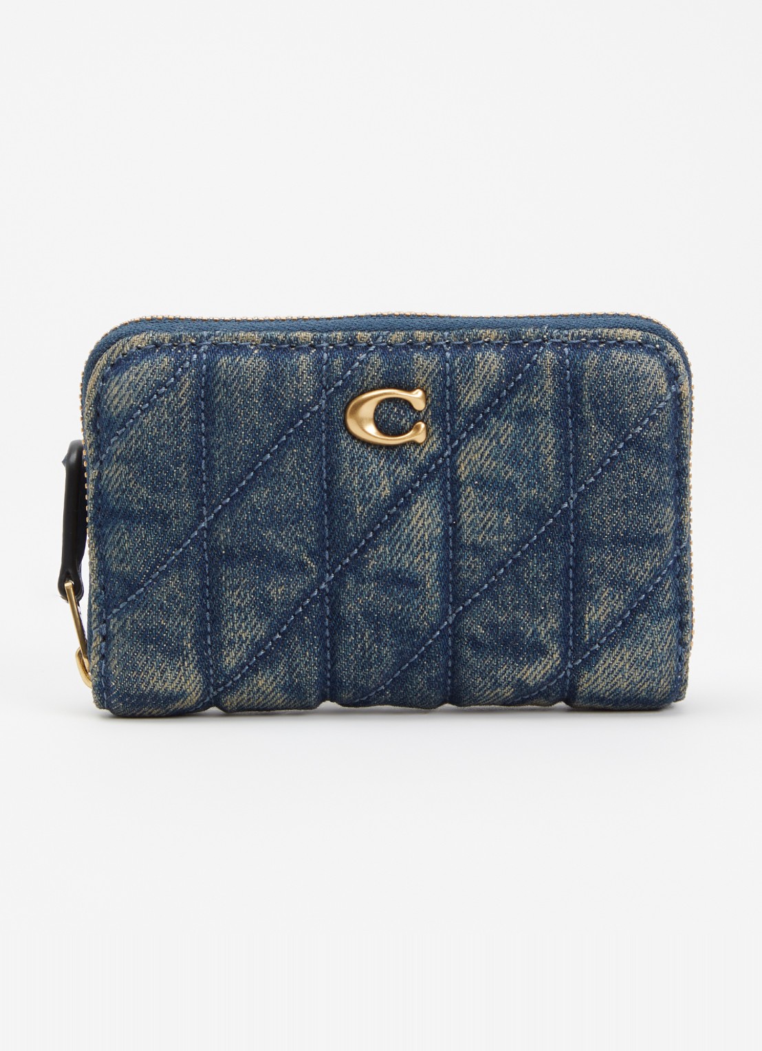 Coach Ritsportemonnee van denim - voorkant indigo