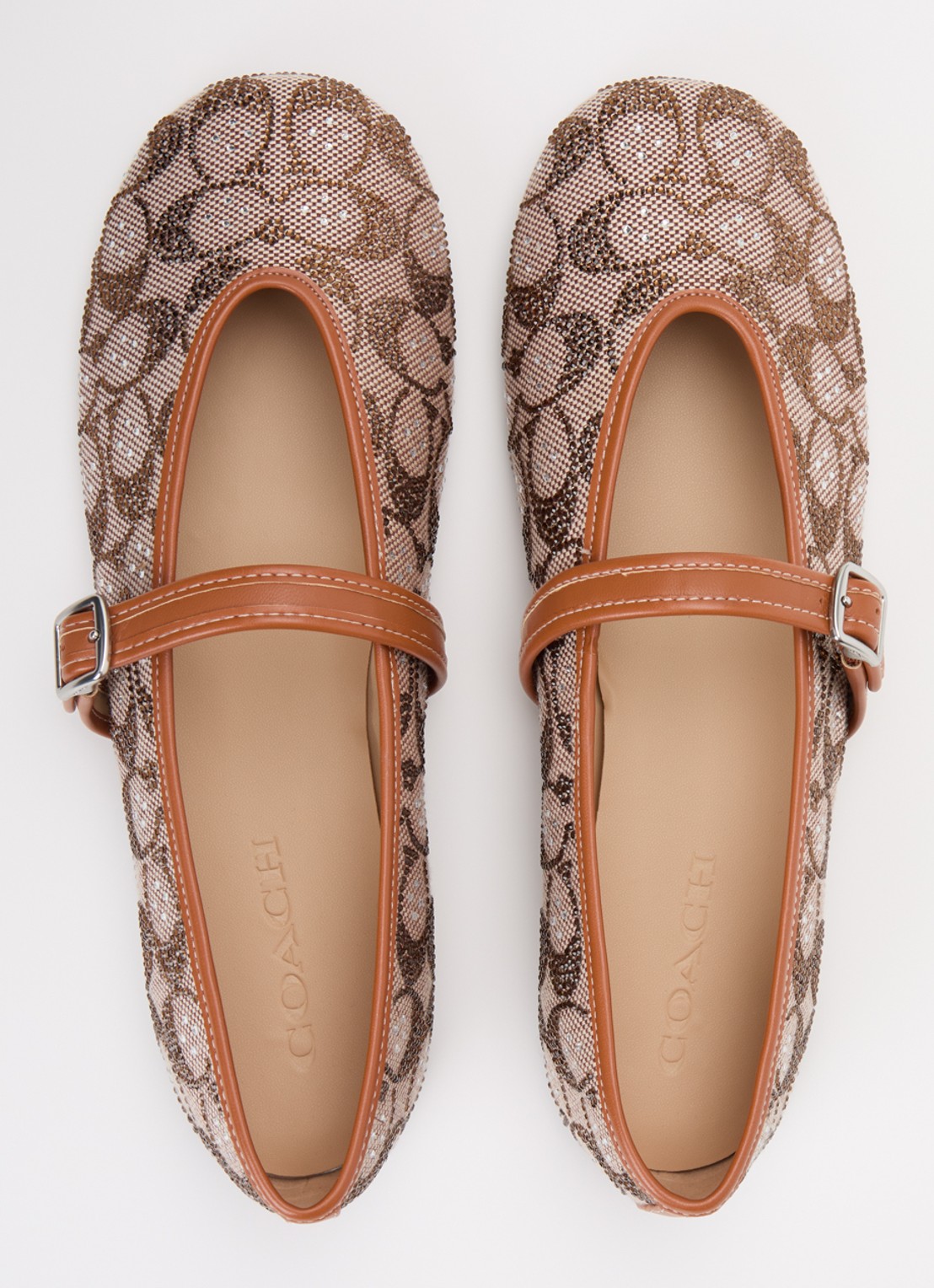 Coach Sculpted ballerina met strass - detail 4 beige
