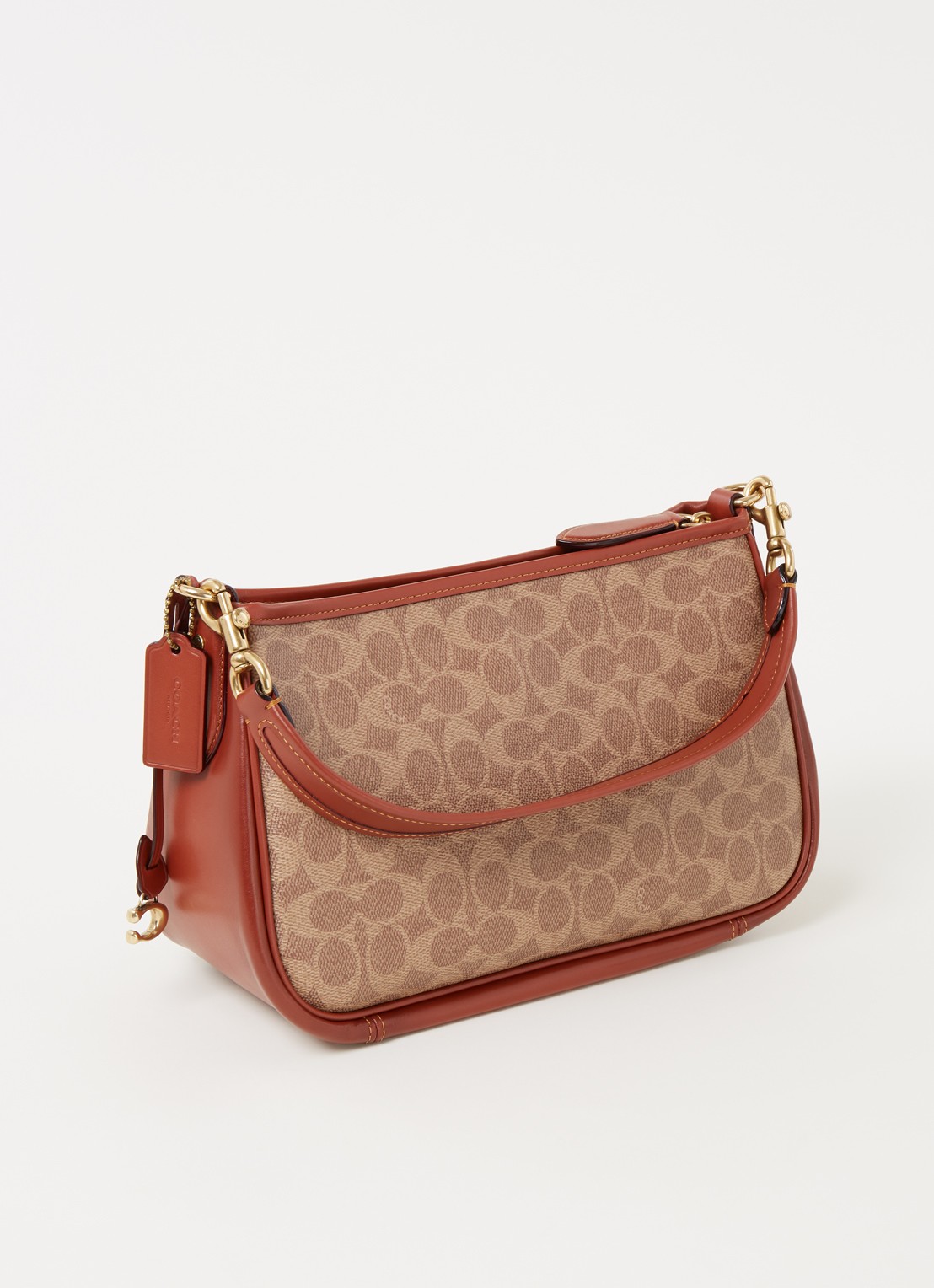 Coach Signature Cary crossbodytas van canvas met leren details - achterkant bruin