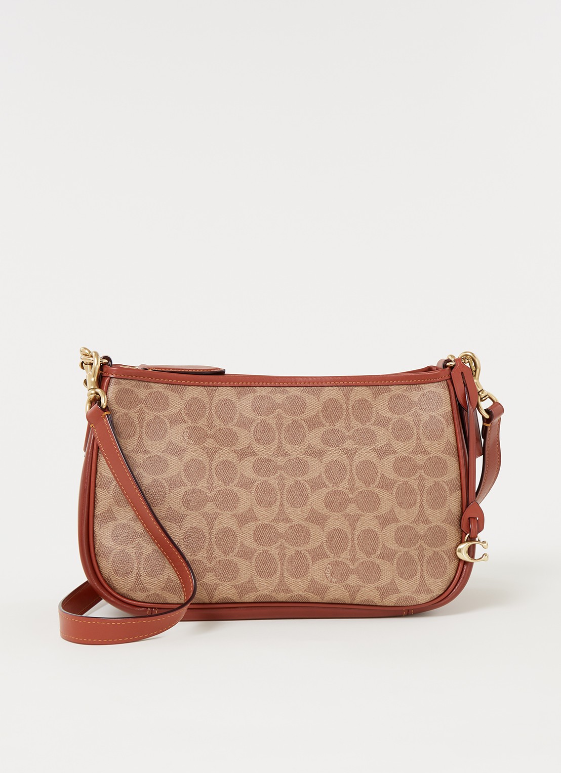 Coach Signature Cary crossbodytas van canvas met leren details - voorkant 2 bruin