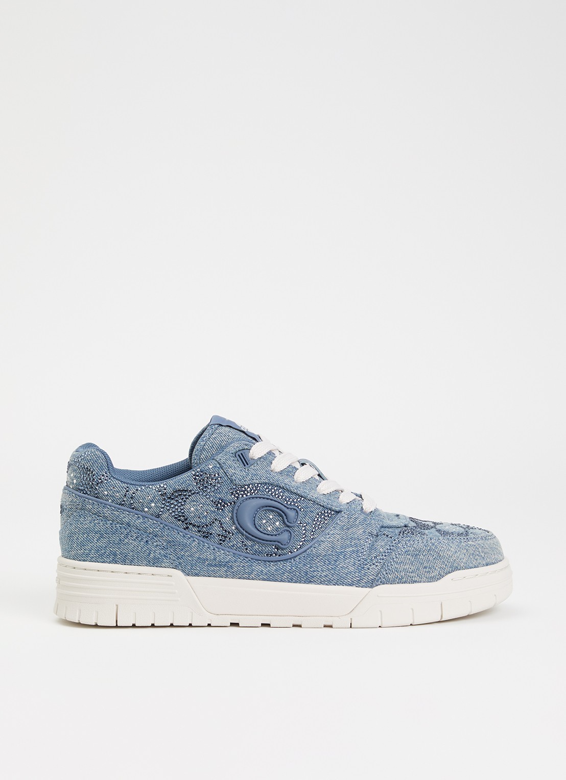 Coach Sneaker van denim met strass - voorkant blauw