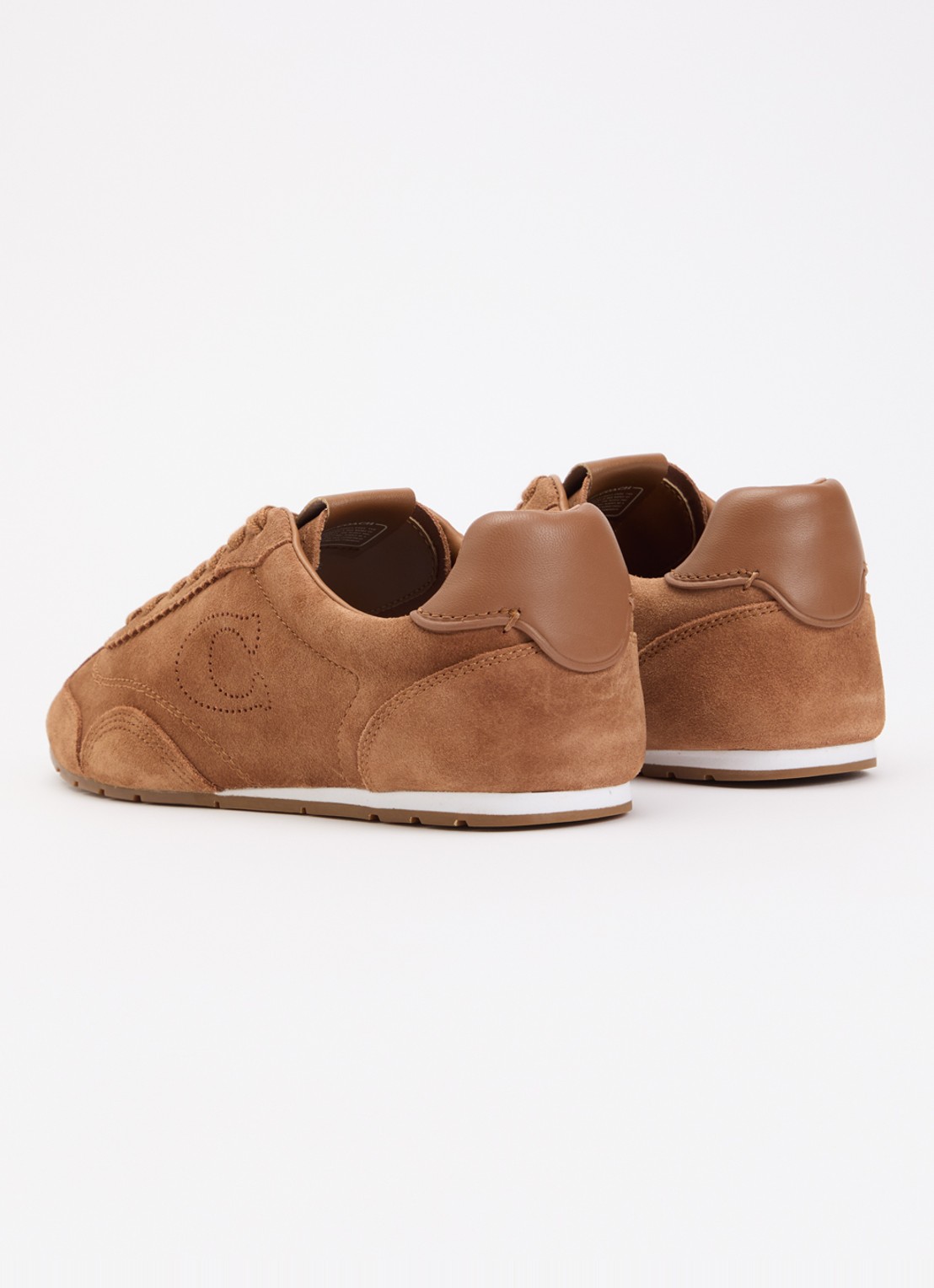 Coach Sneaker van suède met details van leer - achterkant 5 cognac
