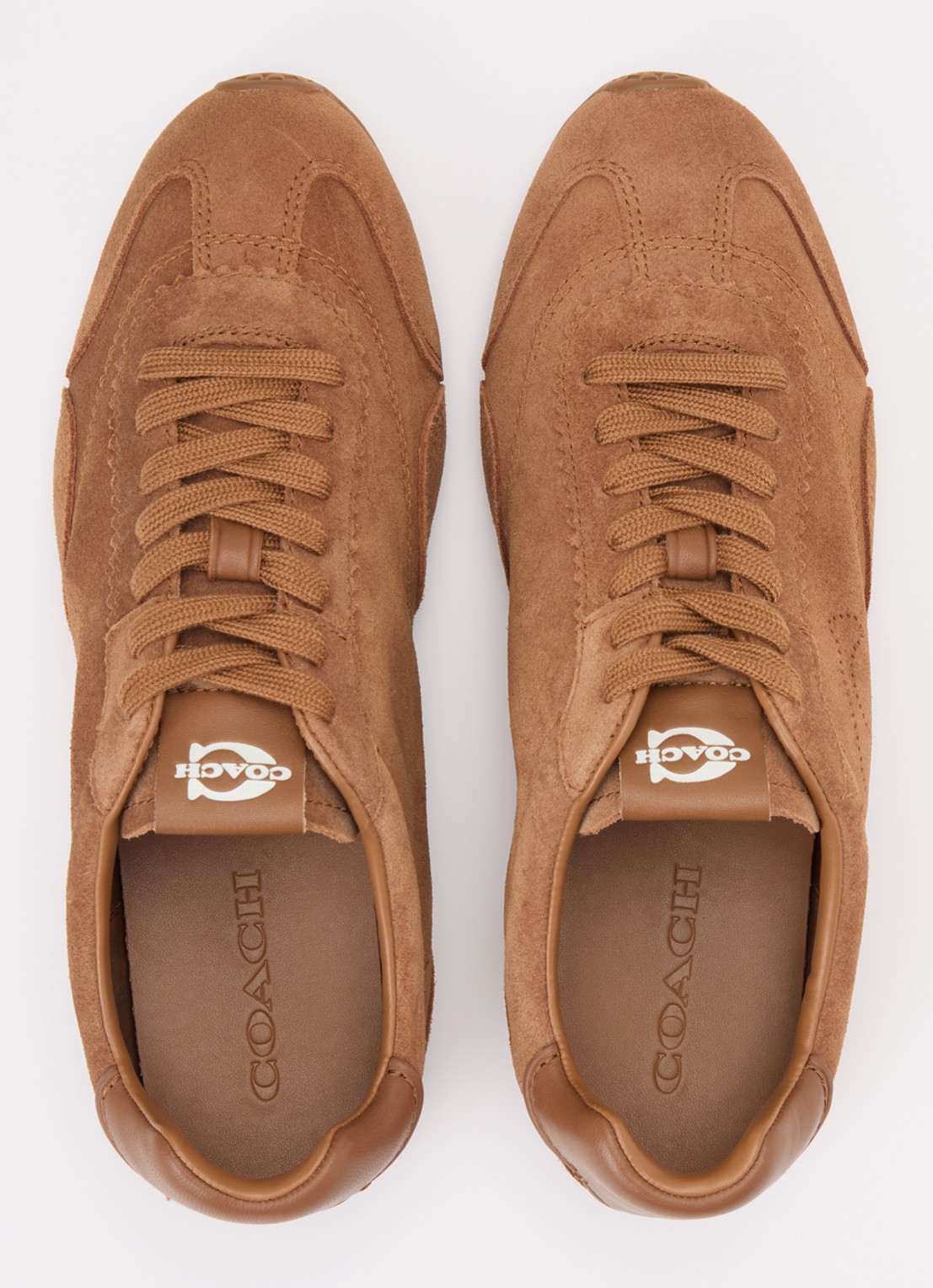 Coach Sneaker van suède met details van leer - detail 2 cognac
