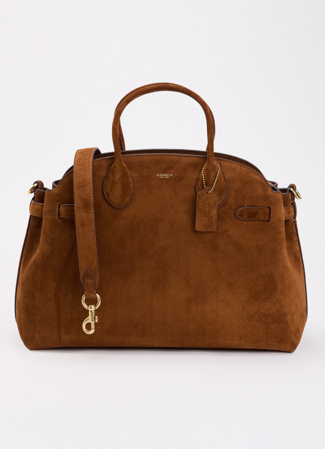 Coach Soft Empire 40 handtas van kalfssuède met afneembare schouderriem  - voorkant 2 hazelnootbruin