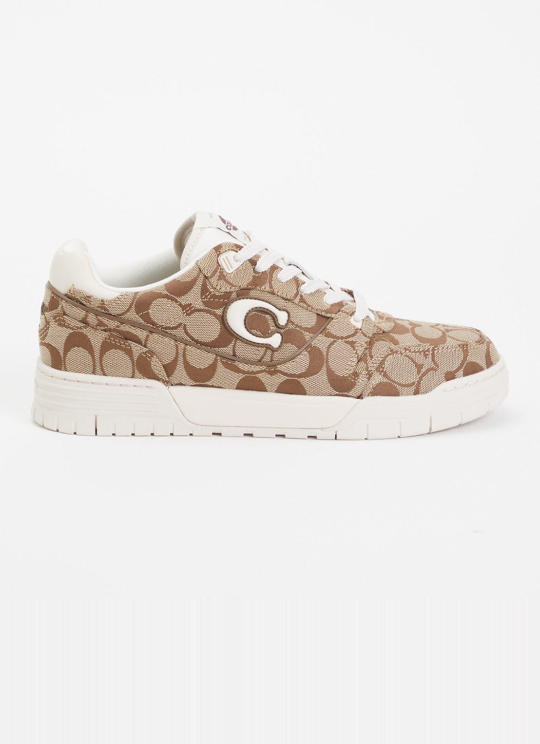 Coach SoHo sneaker met logoprint en details van satijn - voorkant gebroken wit