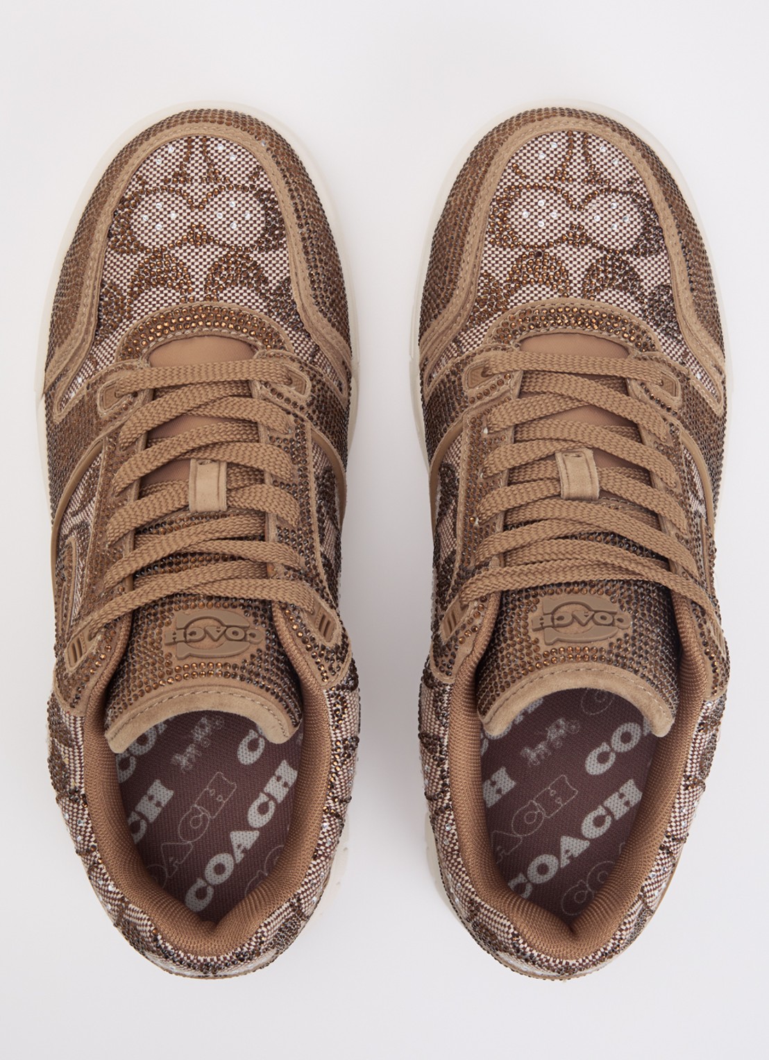 Coach Soho sneaker met logoprint en strass - detail 3 lichtbruin