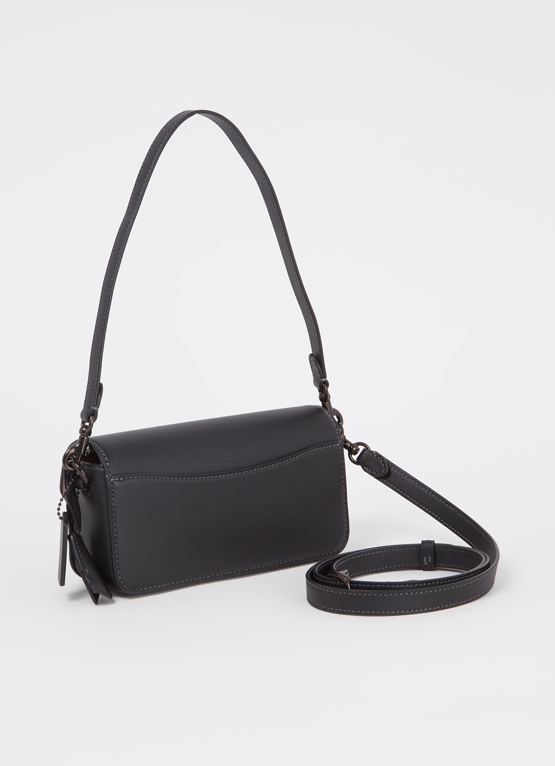 Coach Studio Baguette schoudertas van leer met logo - achterkant 4 zwart