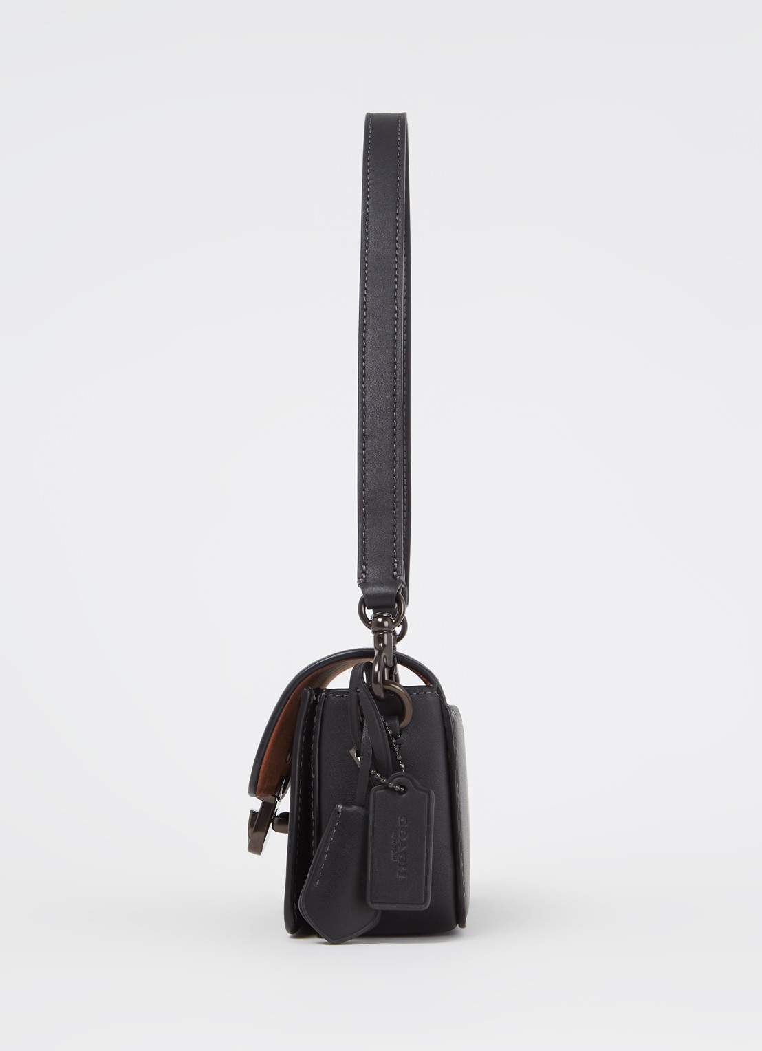 Coach Studio Baguette schoudertas van leer met logo - detail 2 zwart