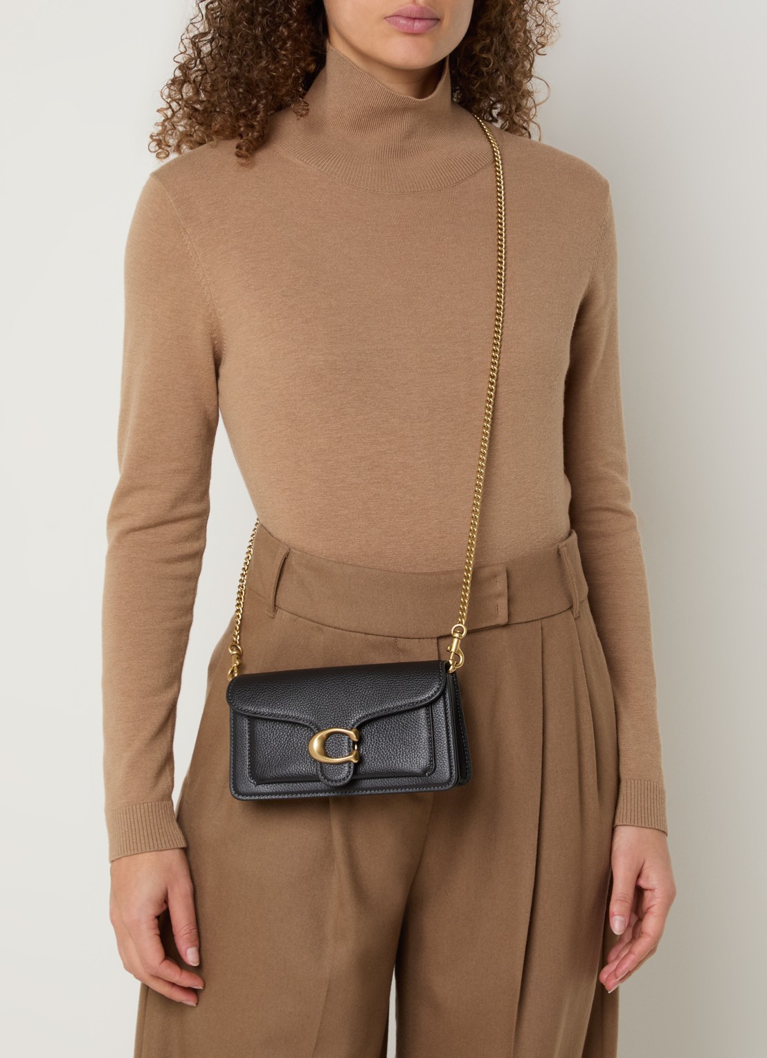 Coach Tabby 19 crossbody tas van leer met afneembare schouderriem - voorkant 3 zwart