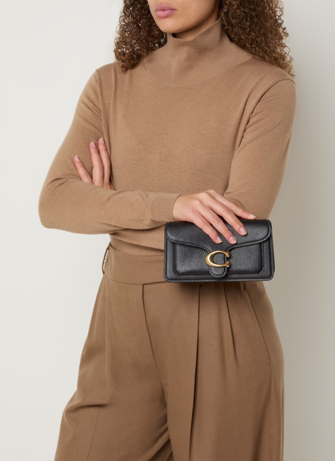 Coach Tabby 19 crossbody tas van leer met afneembare schouderriem - voorkant 4 zwart