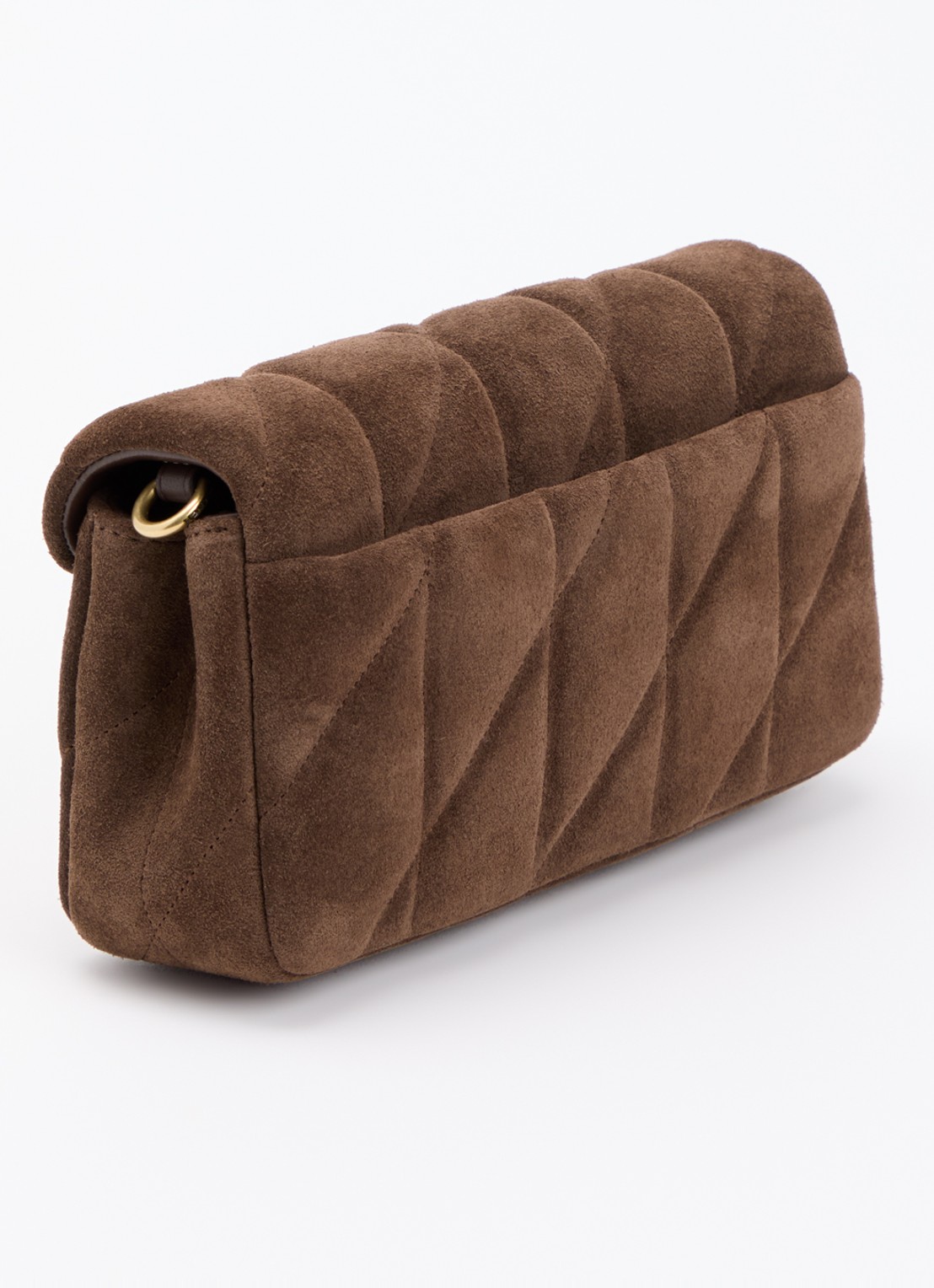 Coach Tabby 19 crossbodytas van quilted suède met afneembare schouderriem - achterkant chocoladebruin