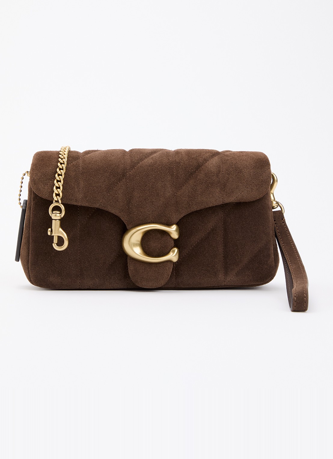 Coach Tabby 19 crossbodytas van quilted suède met afneembare schouderriem - voorkant 5 chocoladebruin