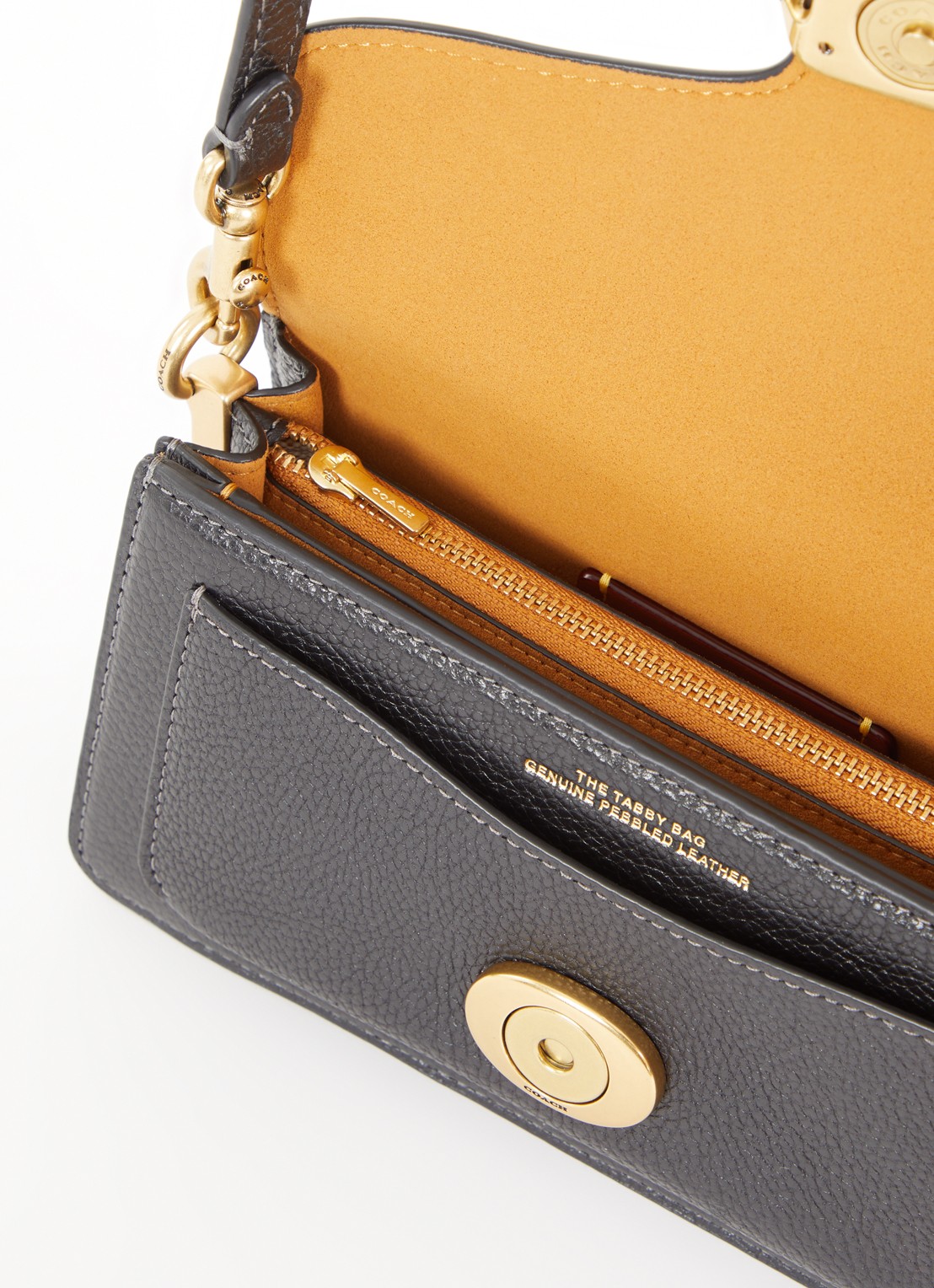 Coach Tabby 20 schoudertas van leer met afneembare schouderriem - detail zwart