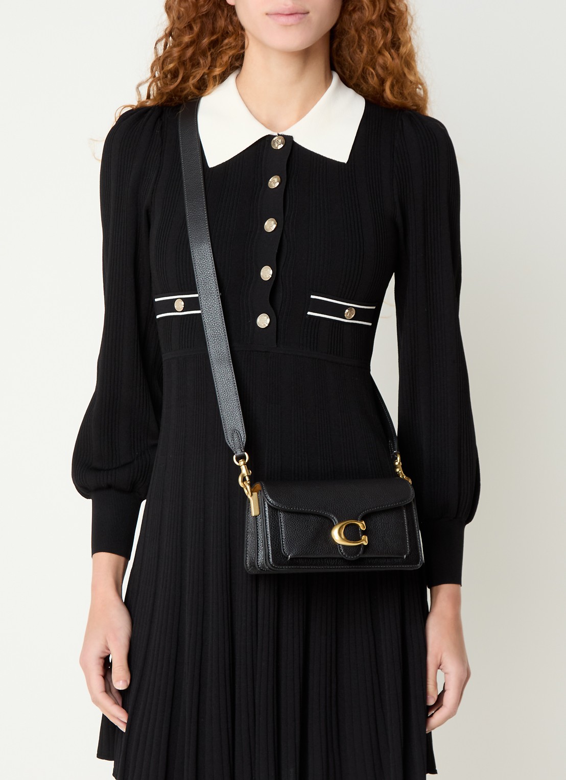 Coach Tabby 20 schoudertas van leer met afneembare schouderriem - voorkant 6 zwart
