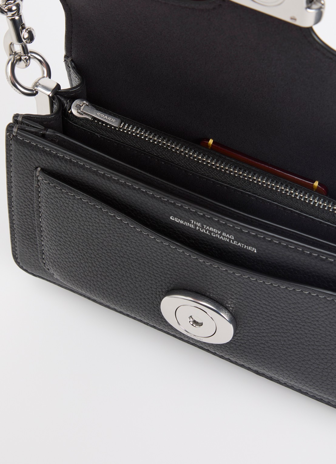 Coach Tabby 20 schoudertas van leer met afneembare schouderriem - detail 2 zwart