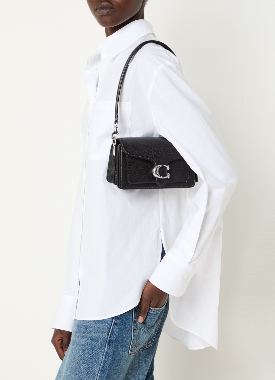 Coach Tabby 20 schoudertas van leer met afneembare schouderriem - voorkant 6 zwart