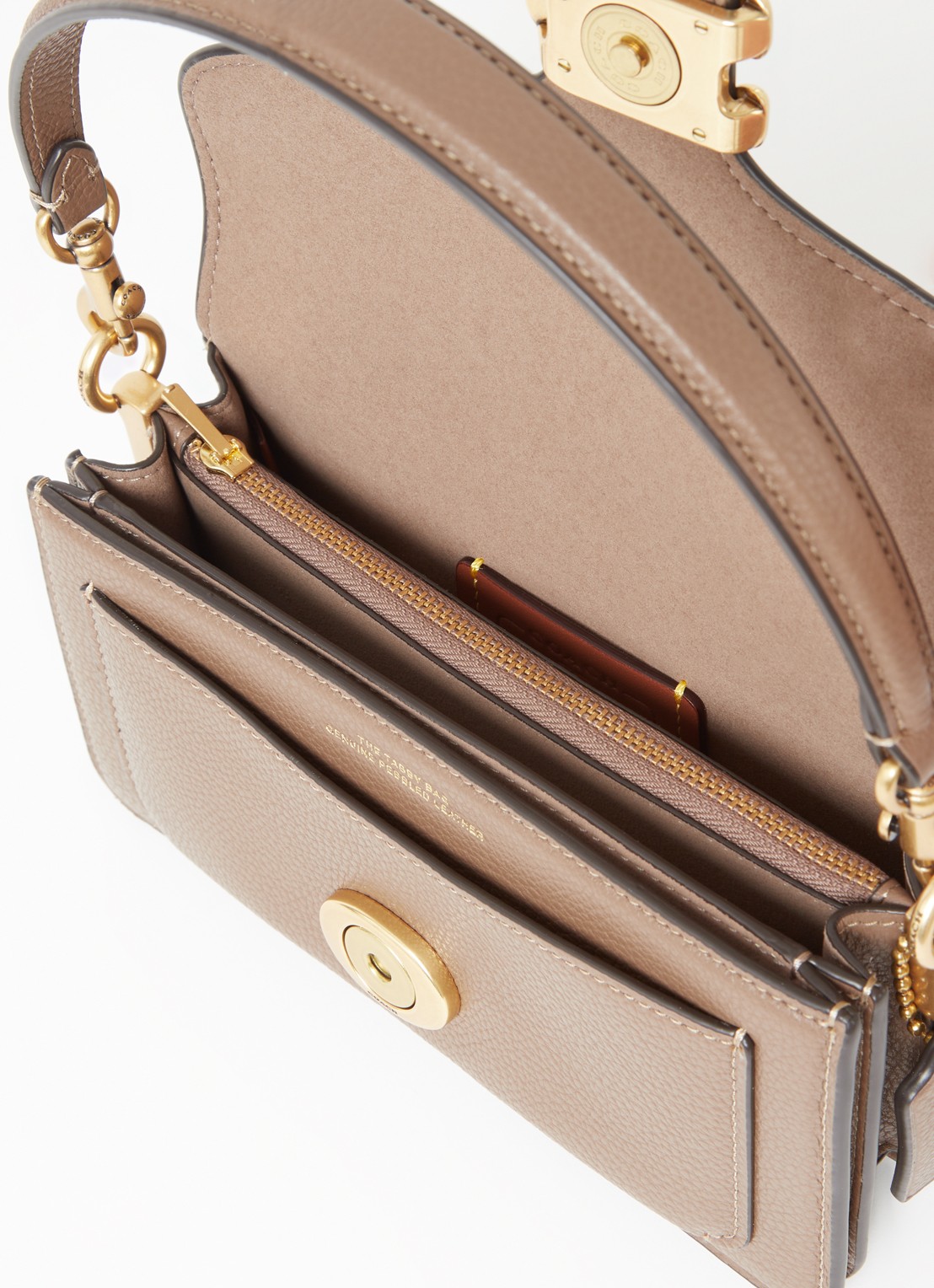 Coach Tabby 20 schoudertas van leer met logo - detail 2 lichtbruin
