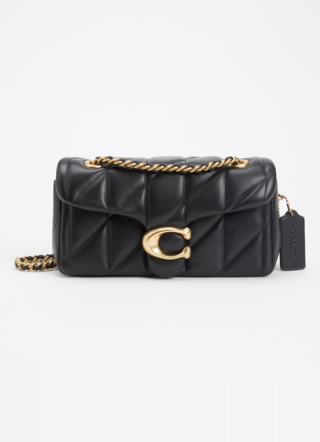 Coach Tabby 20 schoudertas van leer met quiltpatroon - voorkant 2 zwart