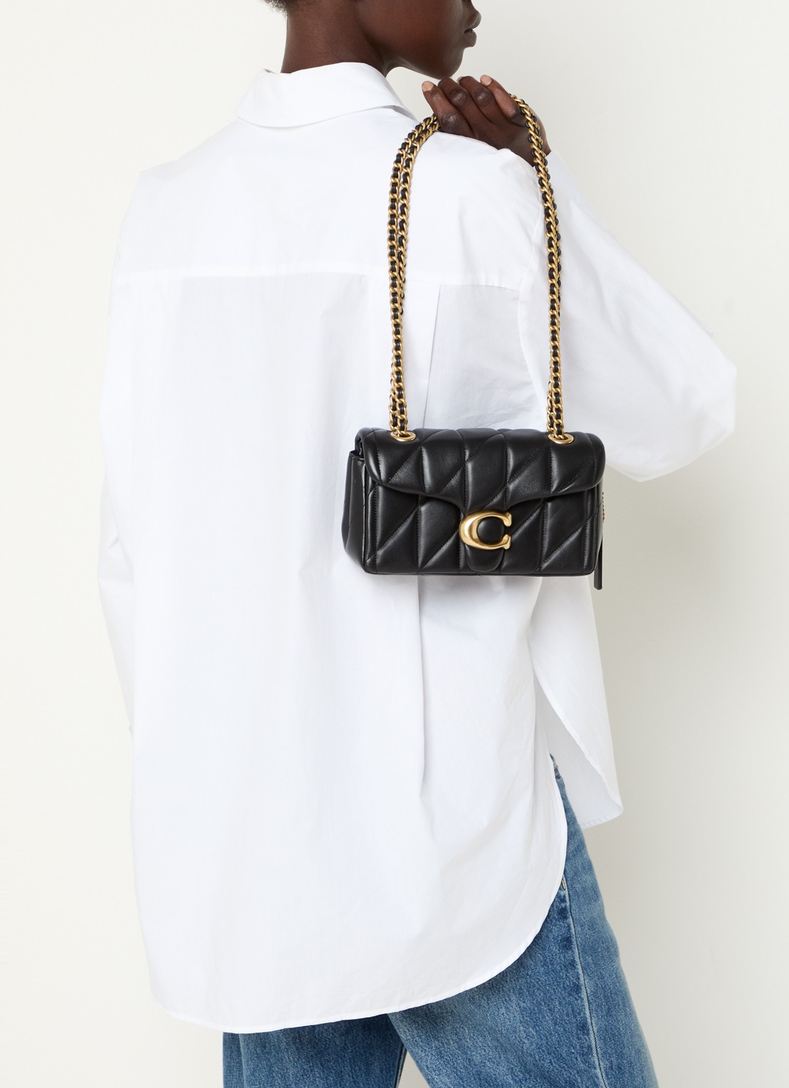 Coach Tabby 20 schoudertas van leer met quiltpatroon - voorkant 4 zwart