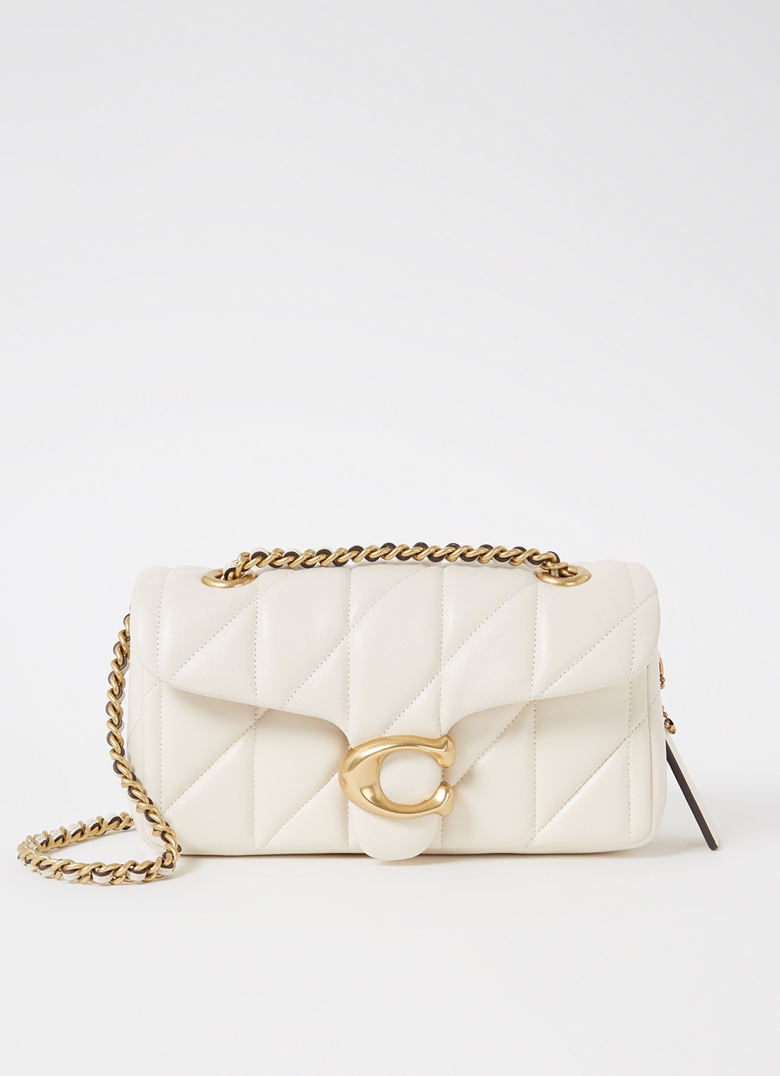 Coach Tabby 20 schoudertas van quilted leer - voorkant gebroken wit