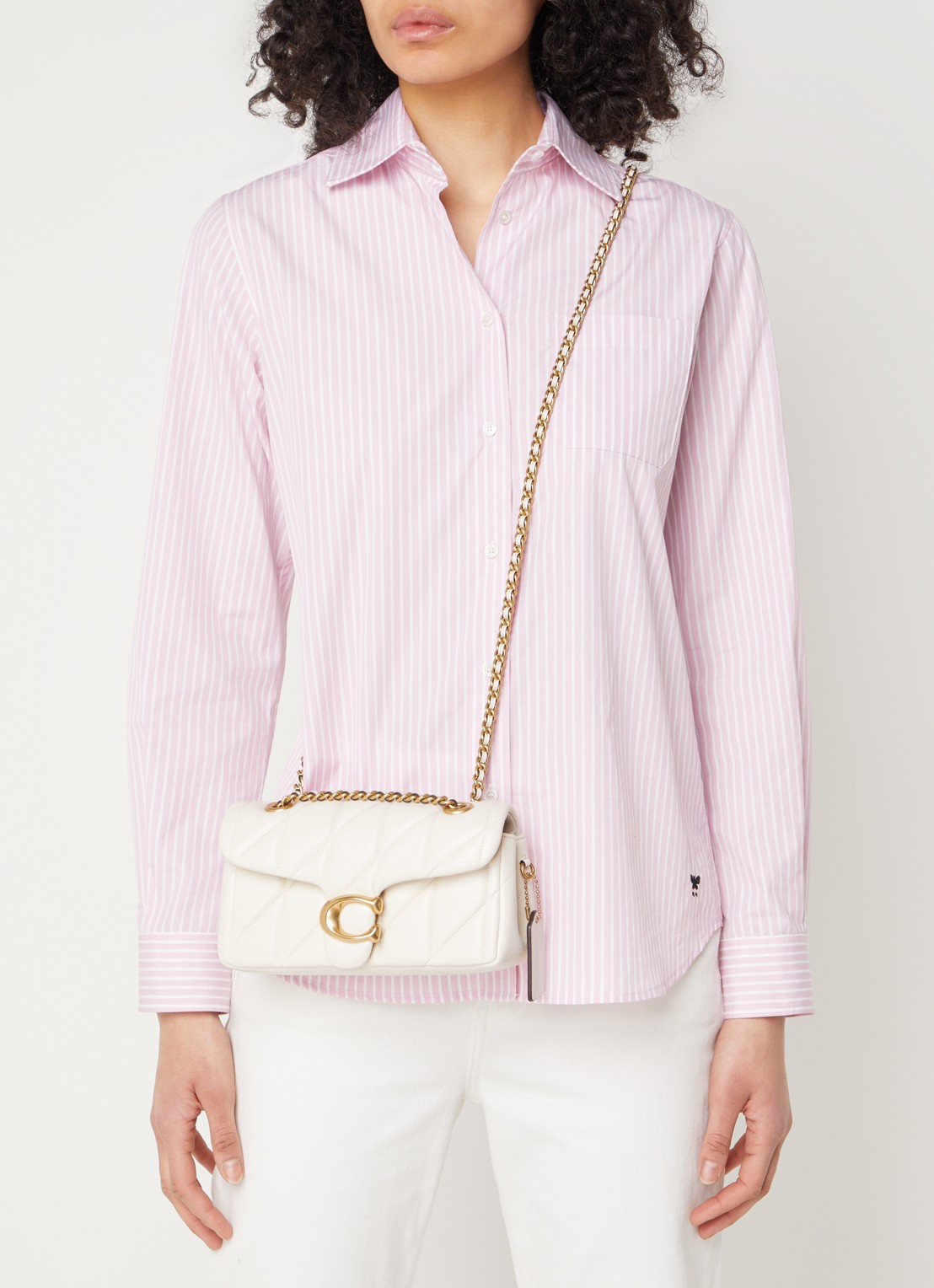Coach Tabby 20 schoudertas van quilted leer - voorkant 2 gebroken wit