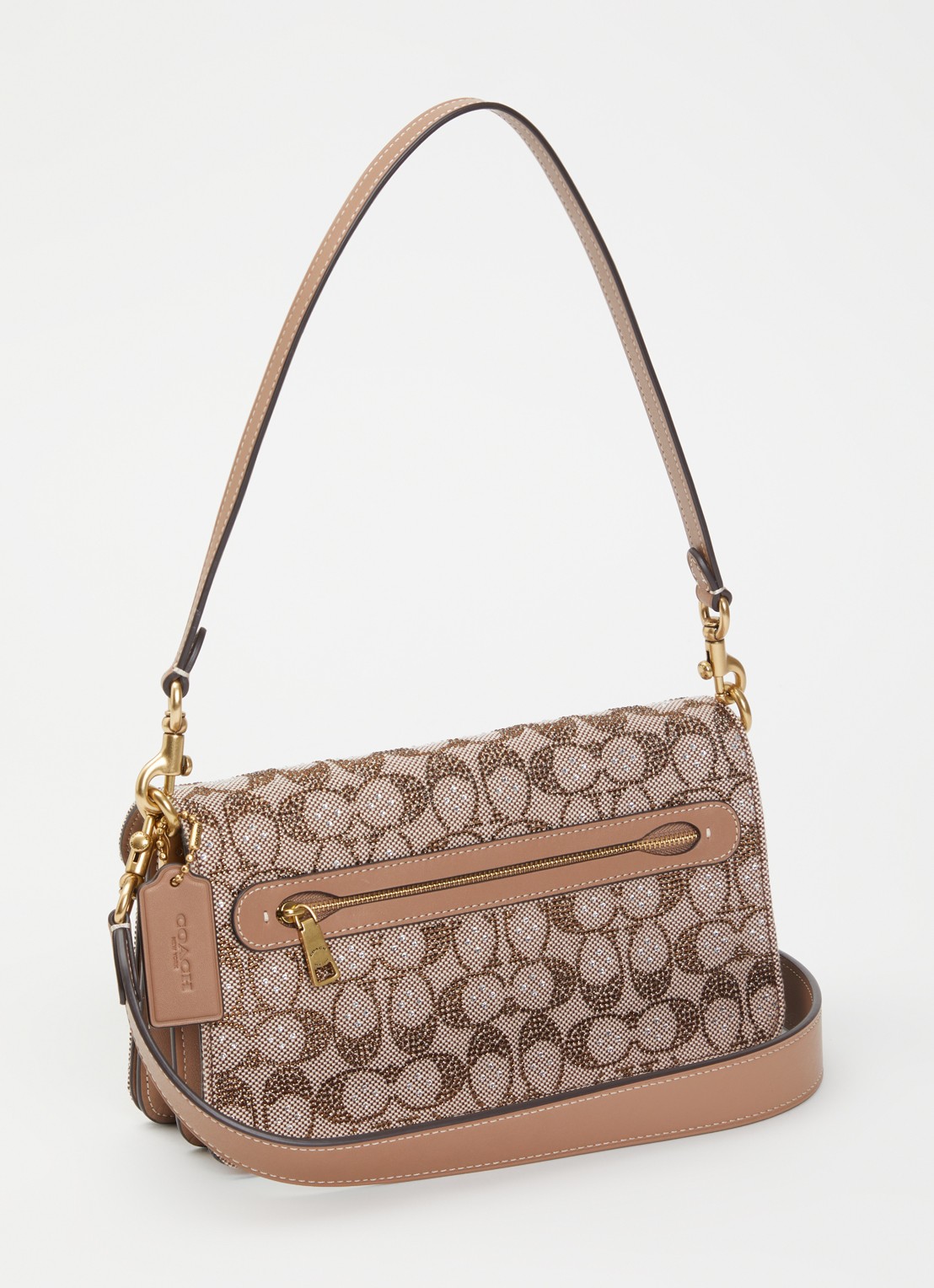Coach Tabby 26 schoudertas met pailletten en afneembare schouderriem  - achterkant lichtbruin