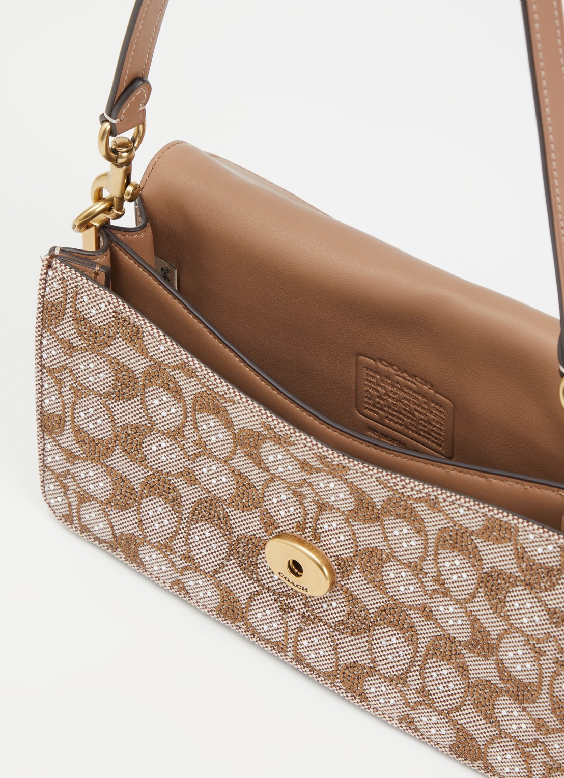 Coach Tabby 26 schoudertas met pailletten en afneembare schouderriem  - detail 2 lichtbruin