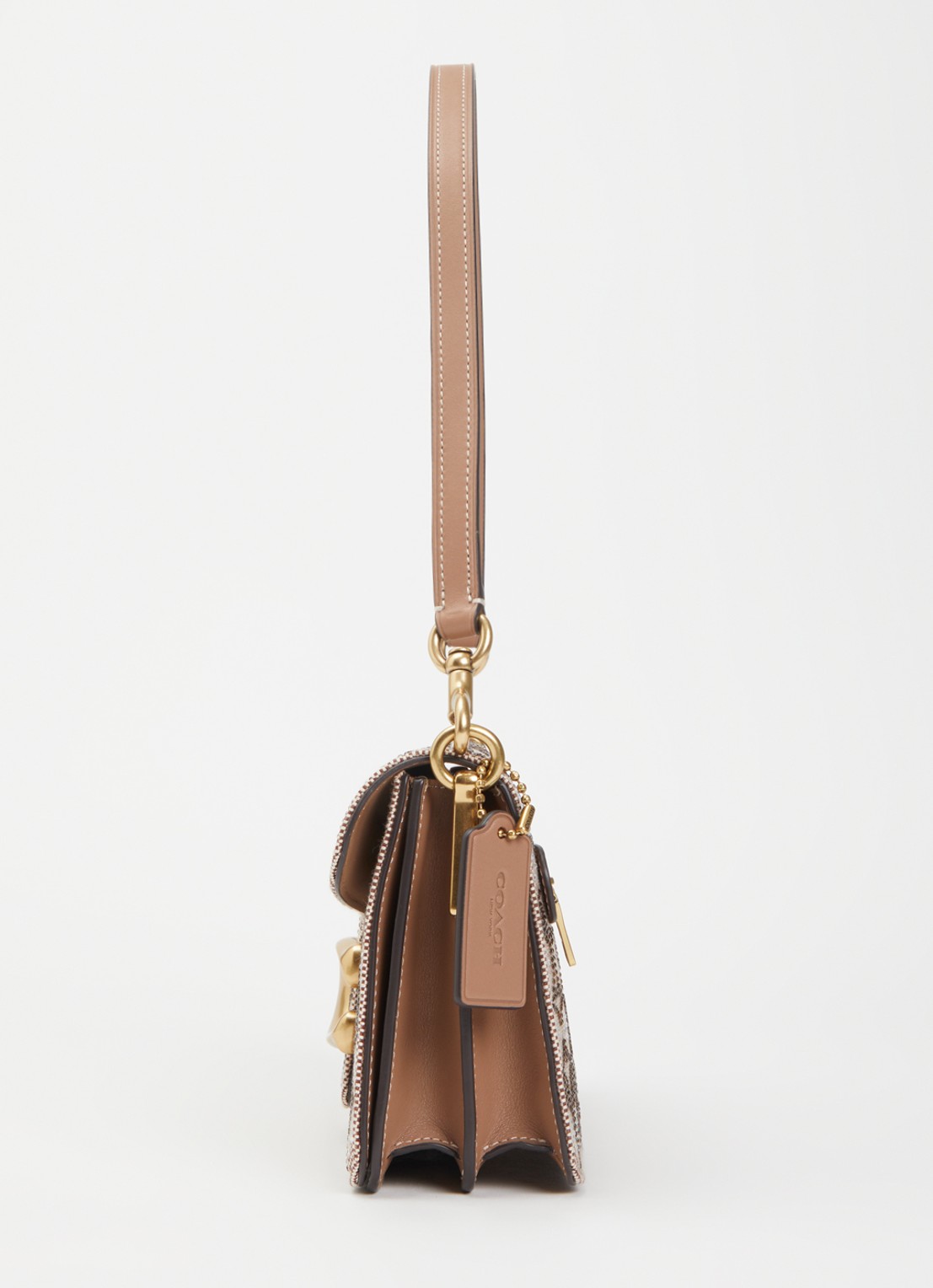 Coach Tabby 26 schoudertas met pailletten en afneembare schouderriem  - detail 3 lichtbruin