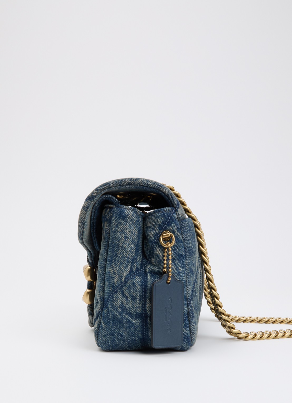 Coach Tabby 26 schoudertas van denim met quilt patroon - detail 2 indigo
