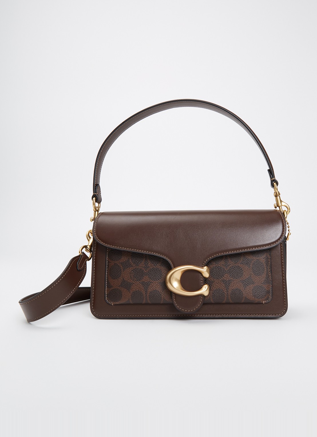 Coach Tabby 26 schoudertas van kalfsleer met logoprint - voorkant 5 donkerbruin