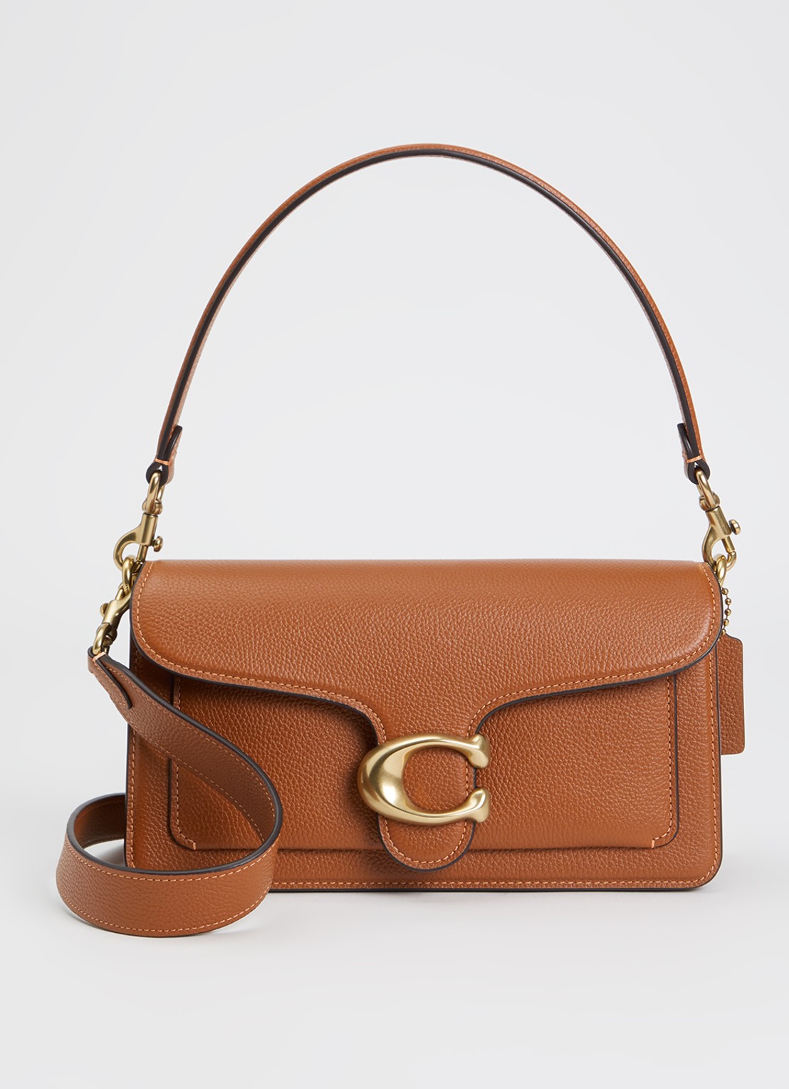 Coach Tabby 26 schoudertas van leer met afneembare schouderriem - voorkant 5 cognac