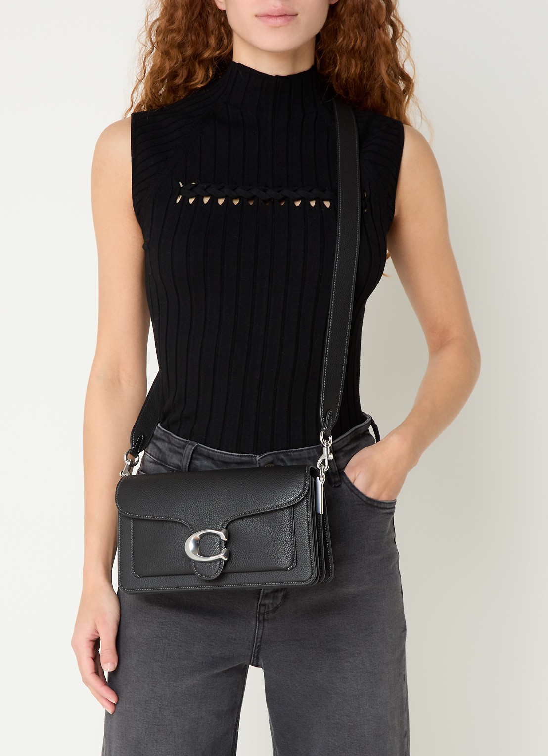 Coach Tabby 26 schoudertas van leer - voorkant 3 zwart