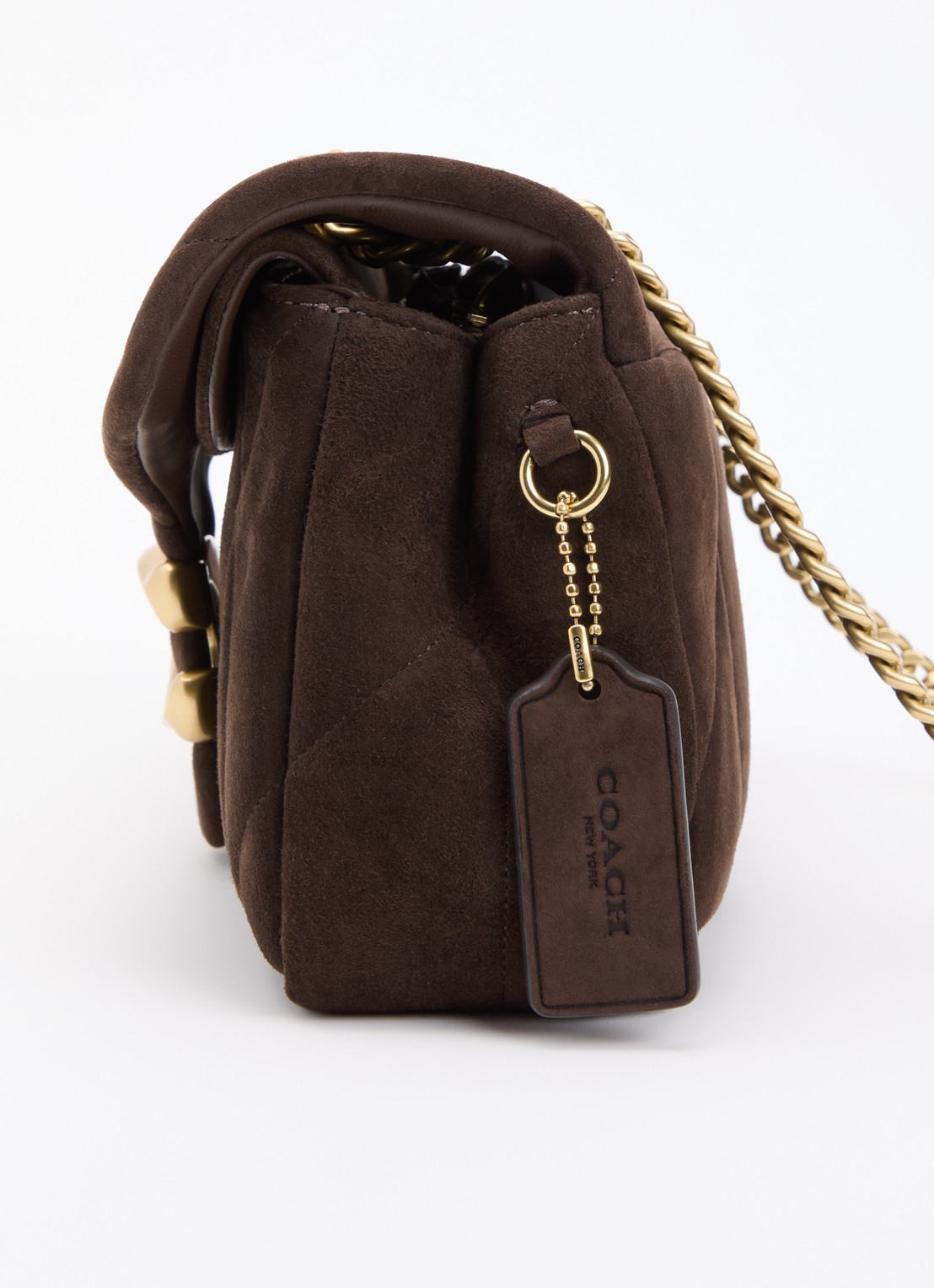 Coach Tabby 26 schoudertas van quilted suède met verstelbare schouderriem - detail 3 chocoladebruin