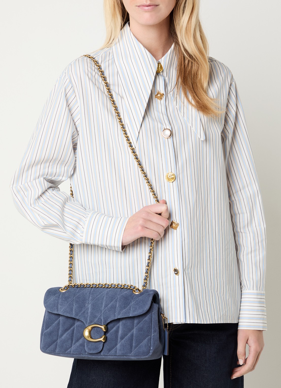 Coach Tabby 26 schoudertas van quilted suède  - voorkant 2 jeans