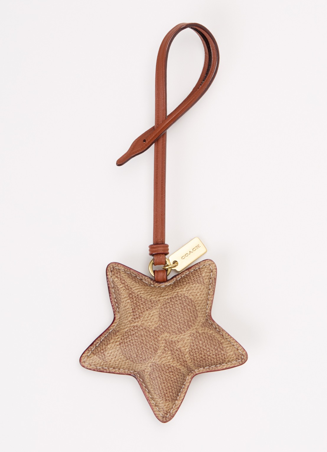 Coach Tasbedel van leer met logoprint - voorkant cognac