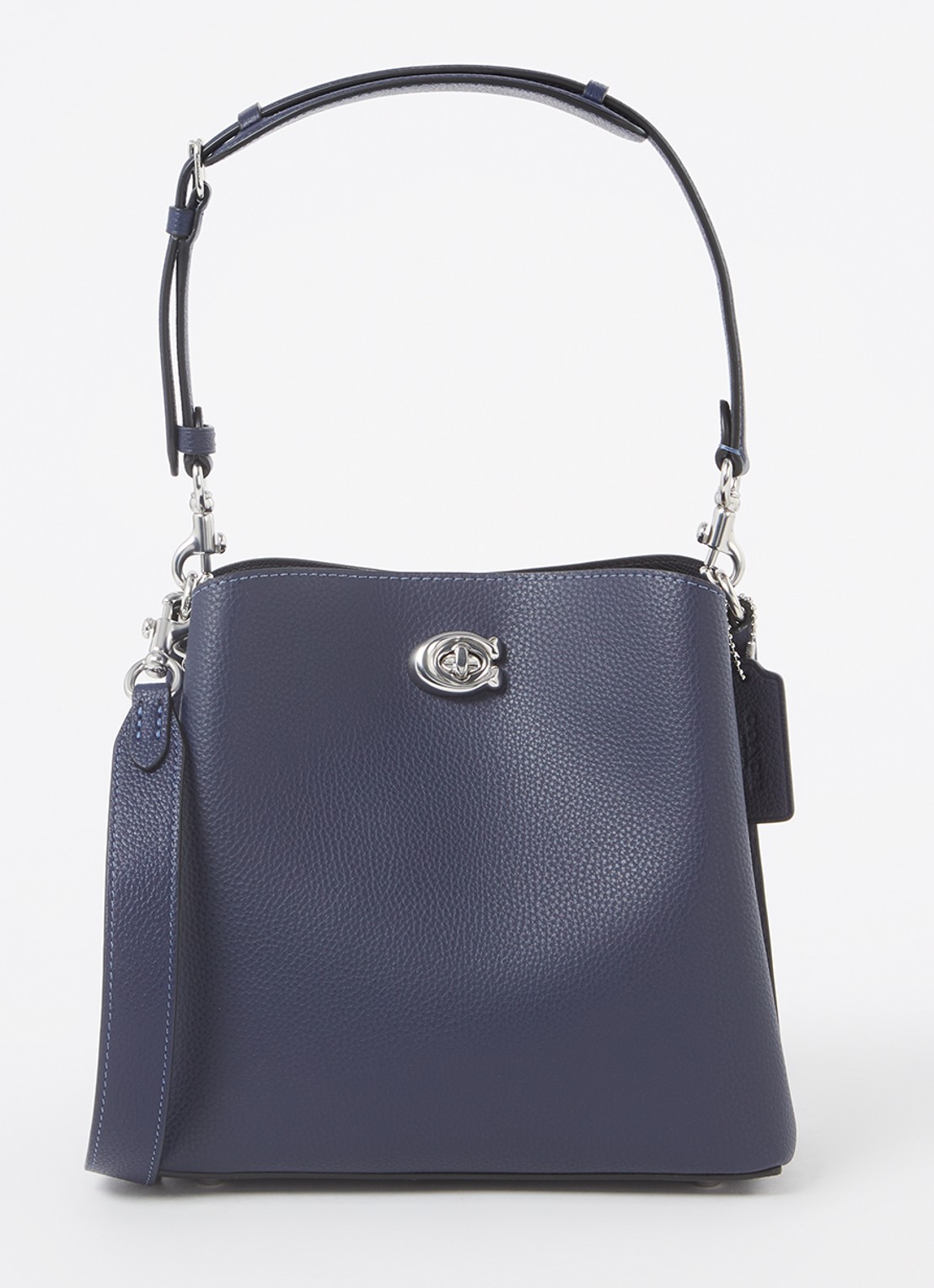 Coach Willow Bucket schoudertas van leer met afneembare schouderriem - voorkant 4 donkerblauw