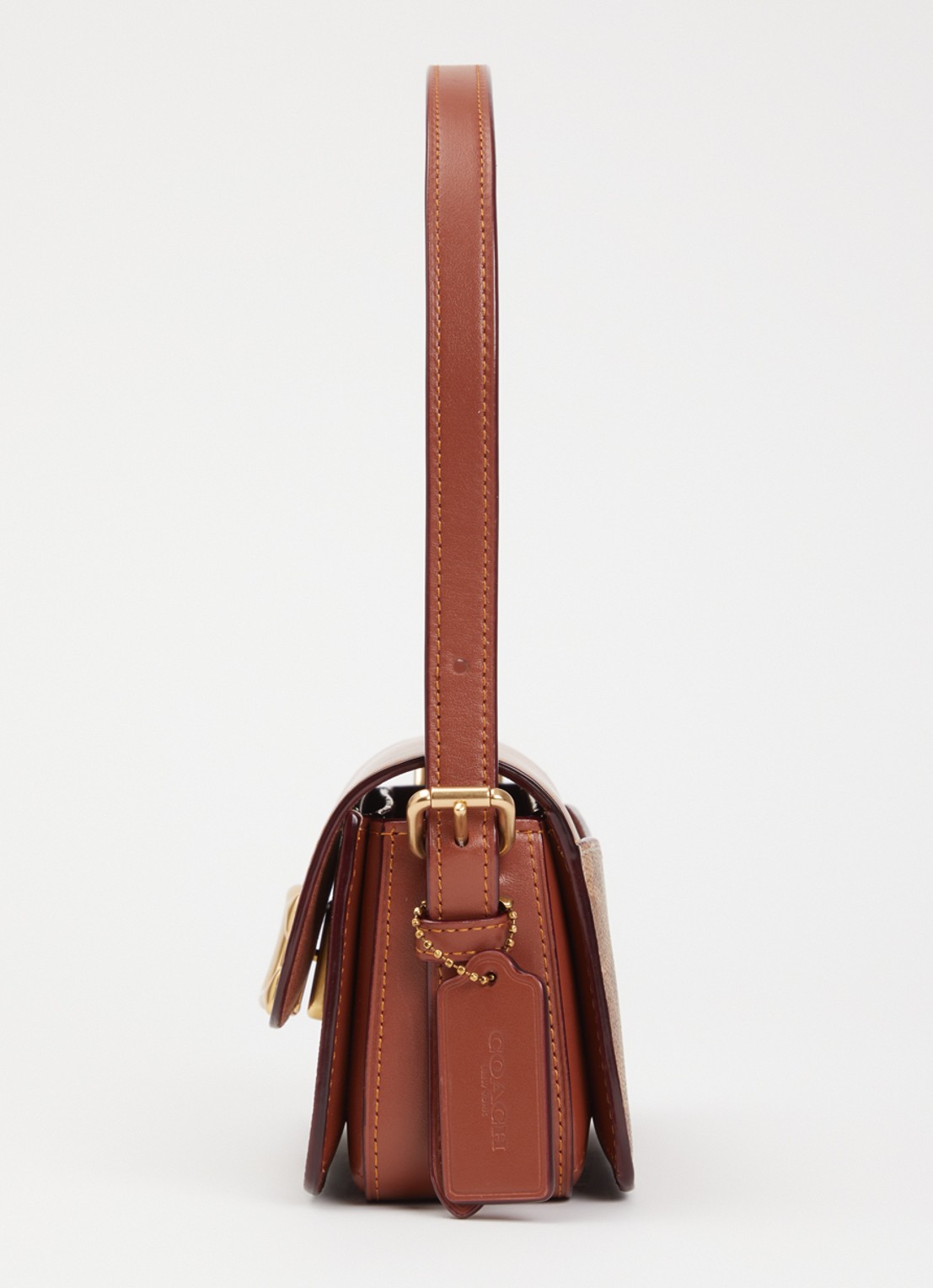 Coach Zoe schoudertas van leer met logoprint - detail 6 roodbruin
