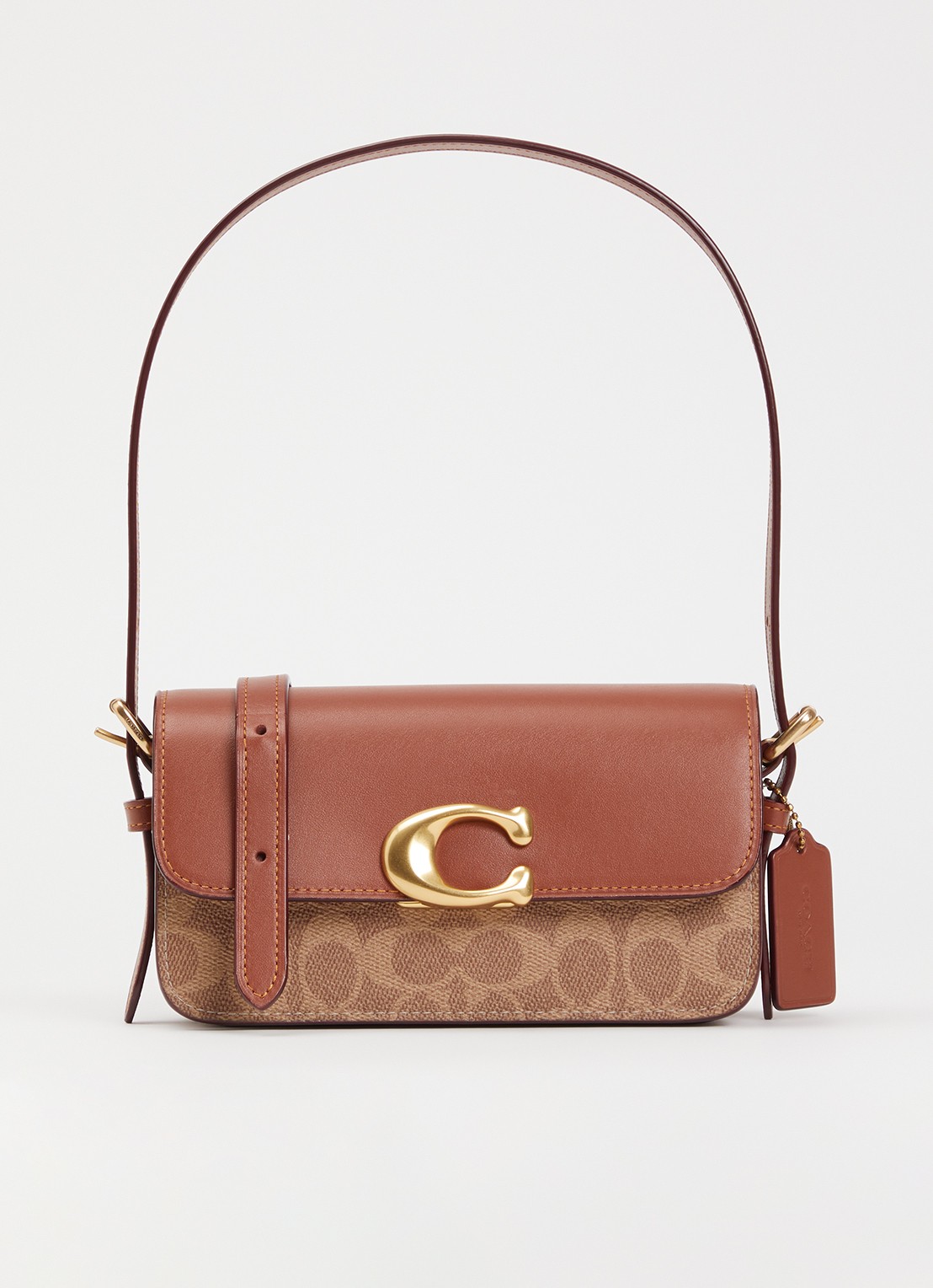 Coach Zoe schoudertas van leer met logoprint - voorkant 2 roodbruin