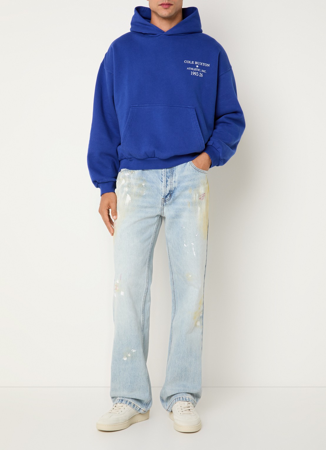 Cole Buxton Athletic hoodie met front- en backprint - voorkant 3 kobaltblauw