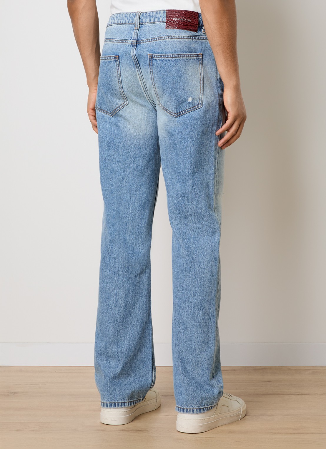 Cole Buxton Beverly straight leg jeans met destroyed afwerking - achterkant 6 indigo