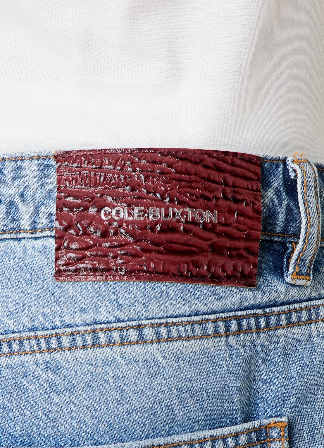 Cole Buxton Beverly straight leg jeans met destroyed afwerking - detail 5 indigo