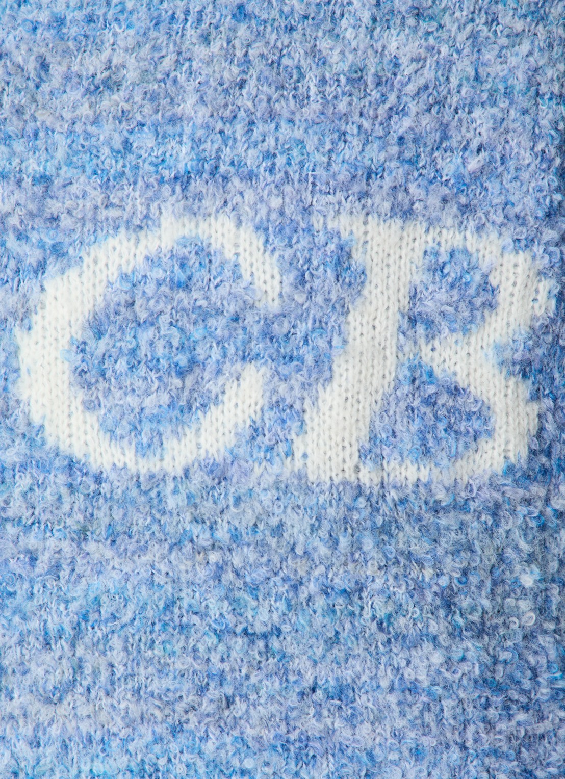 Cole Buxton Grofgebreide trui van bouclé met ingebreid patroon - detail 3 blauwgrijs