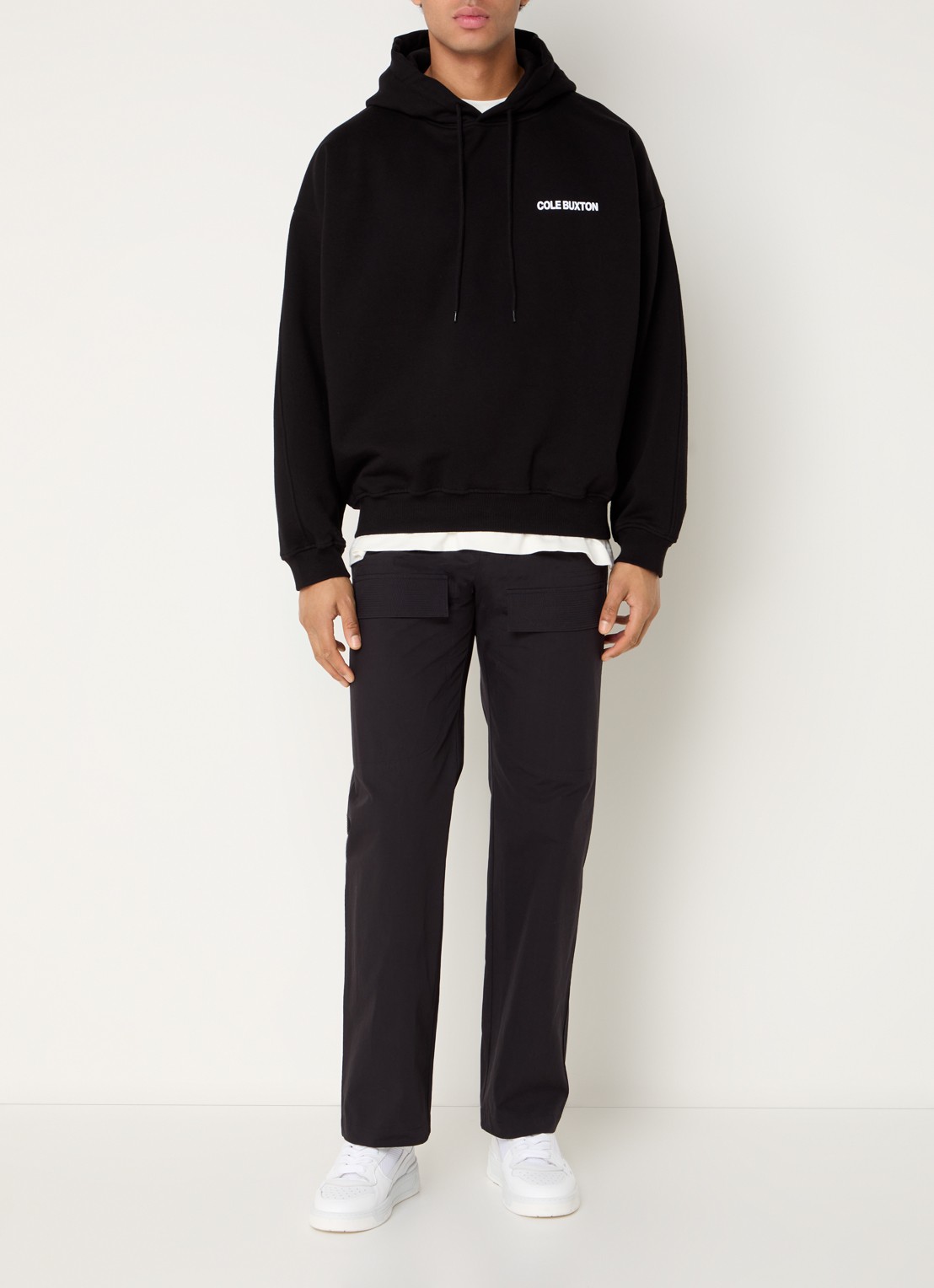 Cole Buxton Hoodie met logo- en backprint  - voorkant 5 zwart