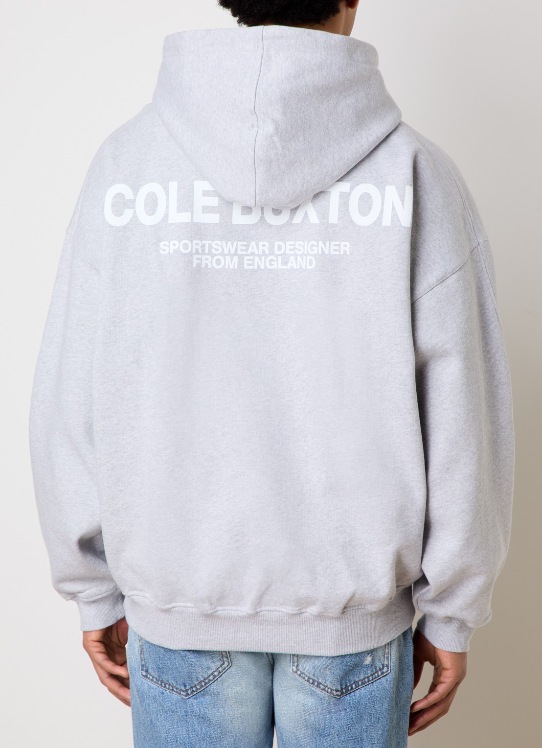 Cole Buxton Hoodie met logo- en backprint  - detail 3 lichtgrijs