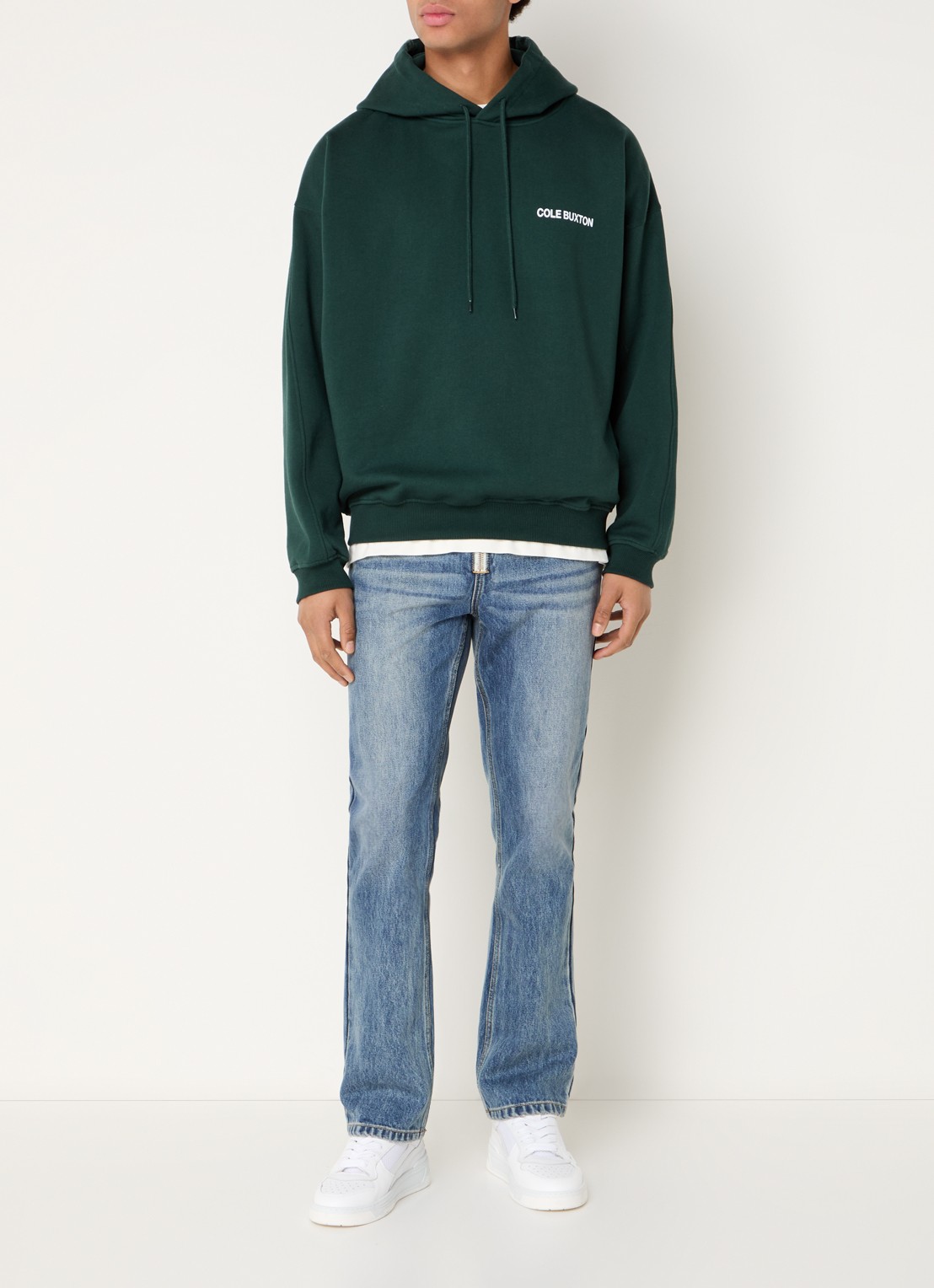 Cole Buxton Hoodie met logo- en backprint  - voorkant 2 groen