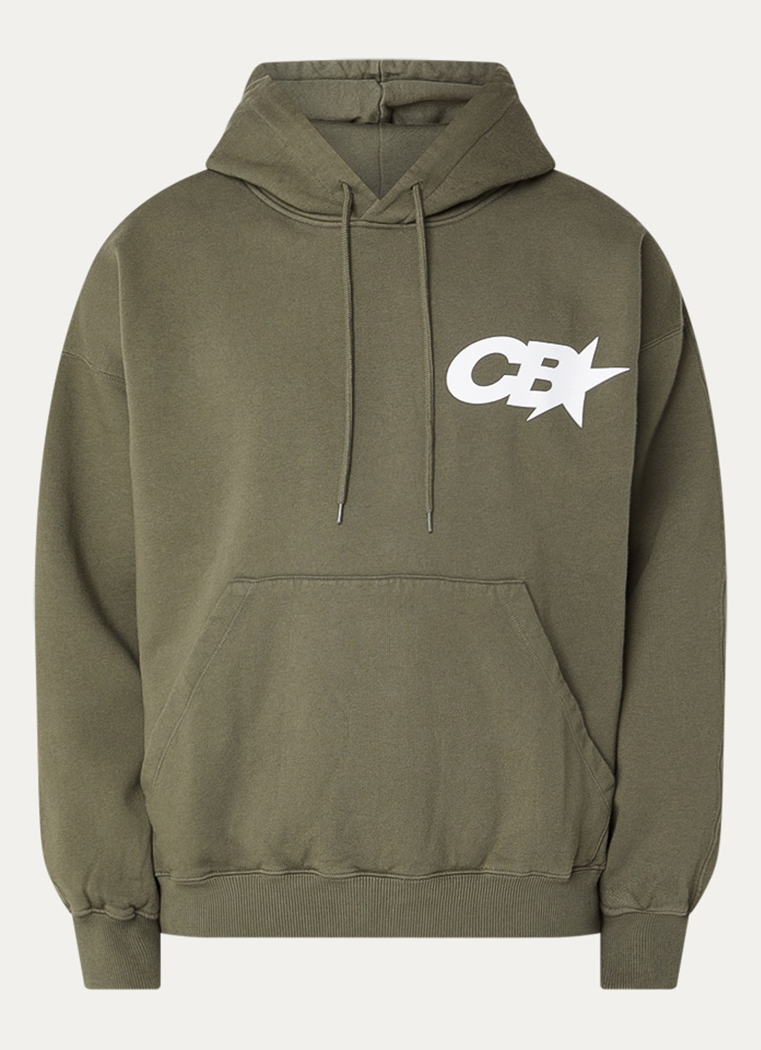 Cole Buxton Hoodie met logo- en backprint - voorkant bronsgroen