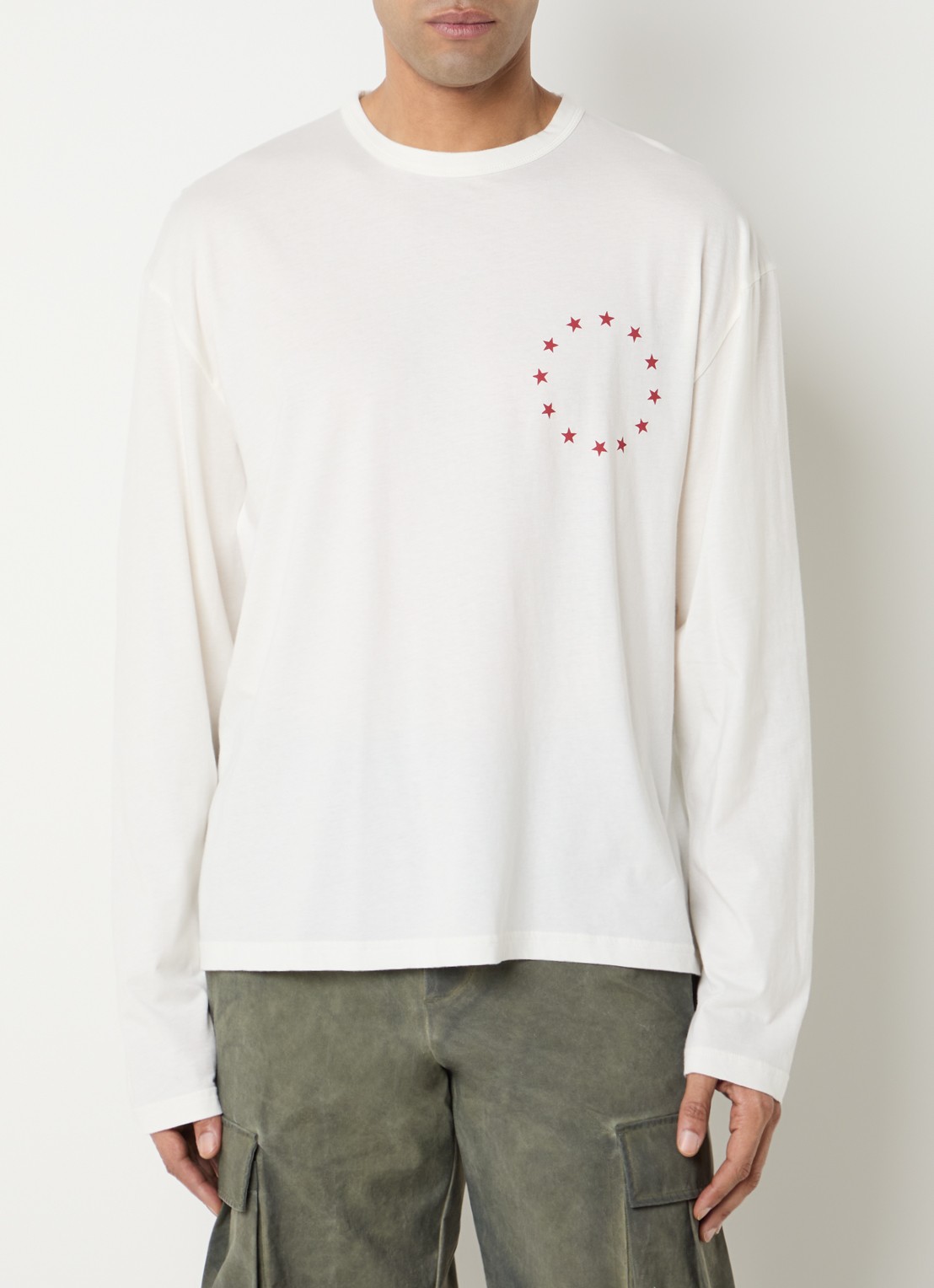 Cole Buxton Longsleeve met logo- en backprint - achterkant gebroken wit