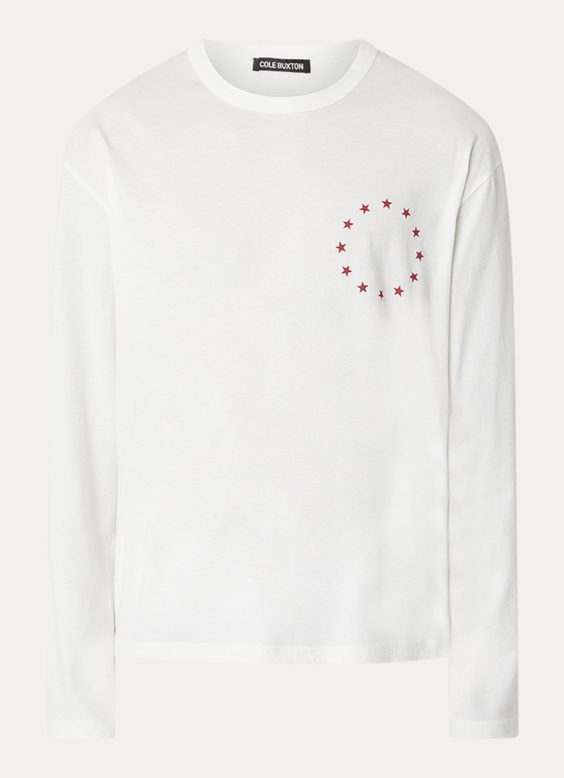 Cole Buxton Longsleeve met logo- en backprint - voorkant 3 gebroken wit